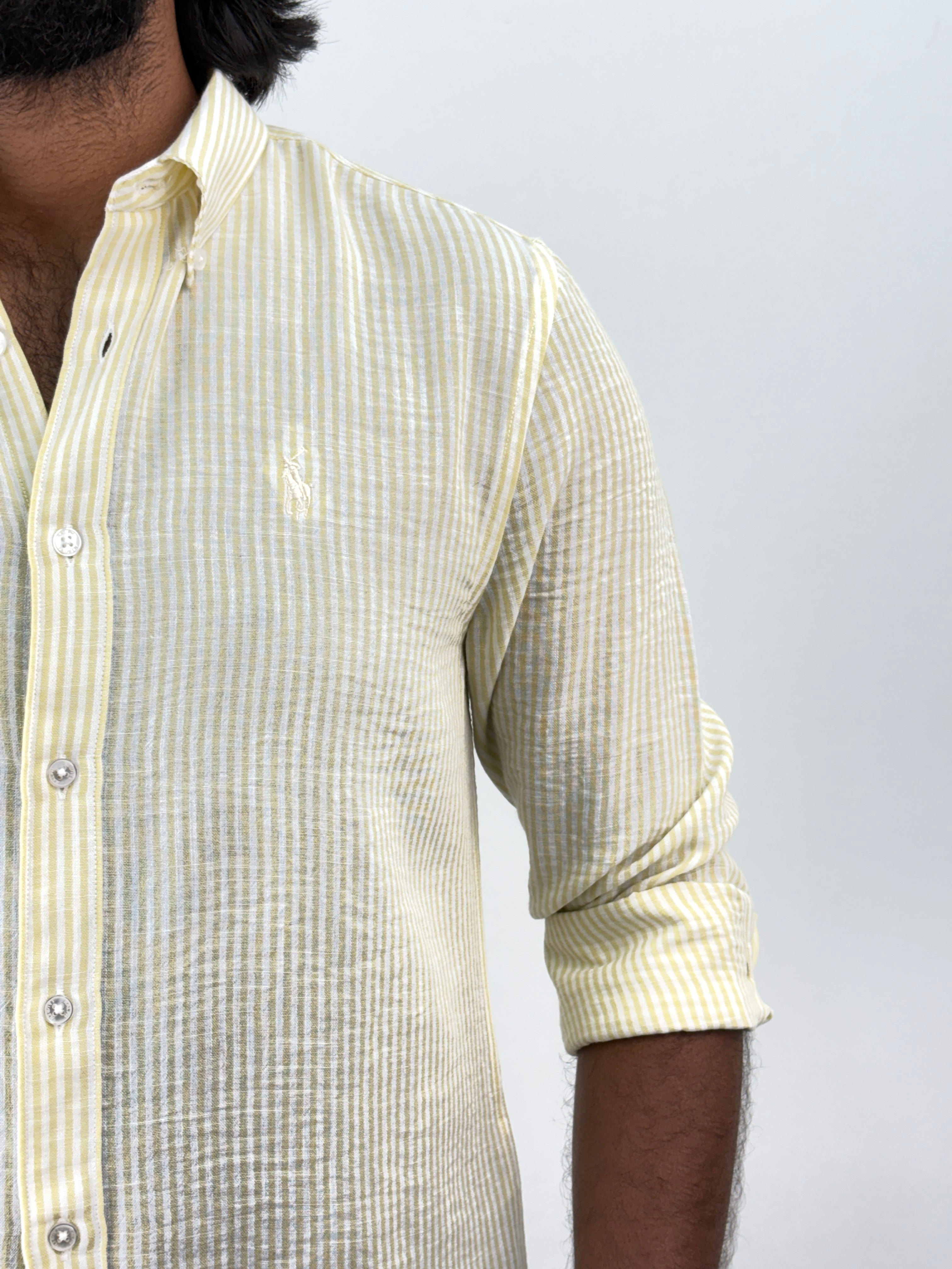Yellow Linen Stripe Shirt