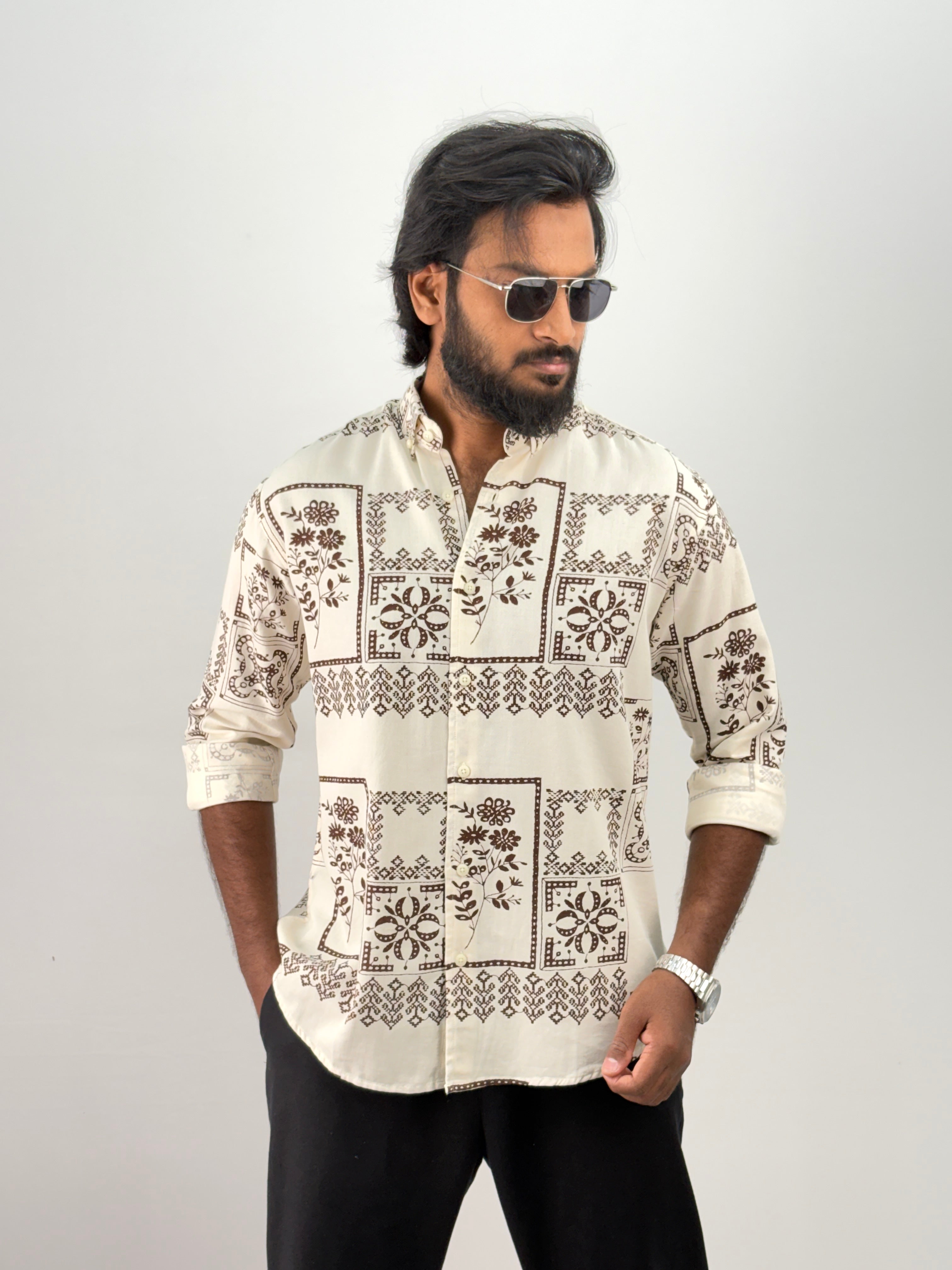 Brown(1) Printed Jacquard Shirt