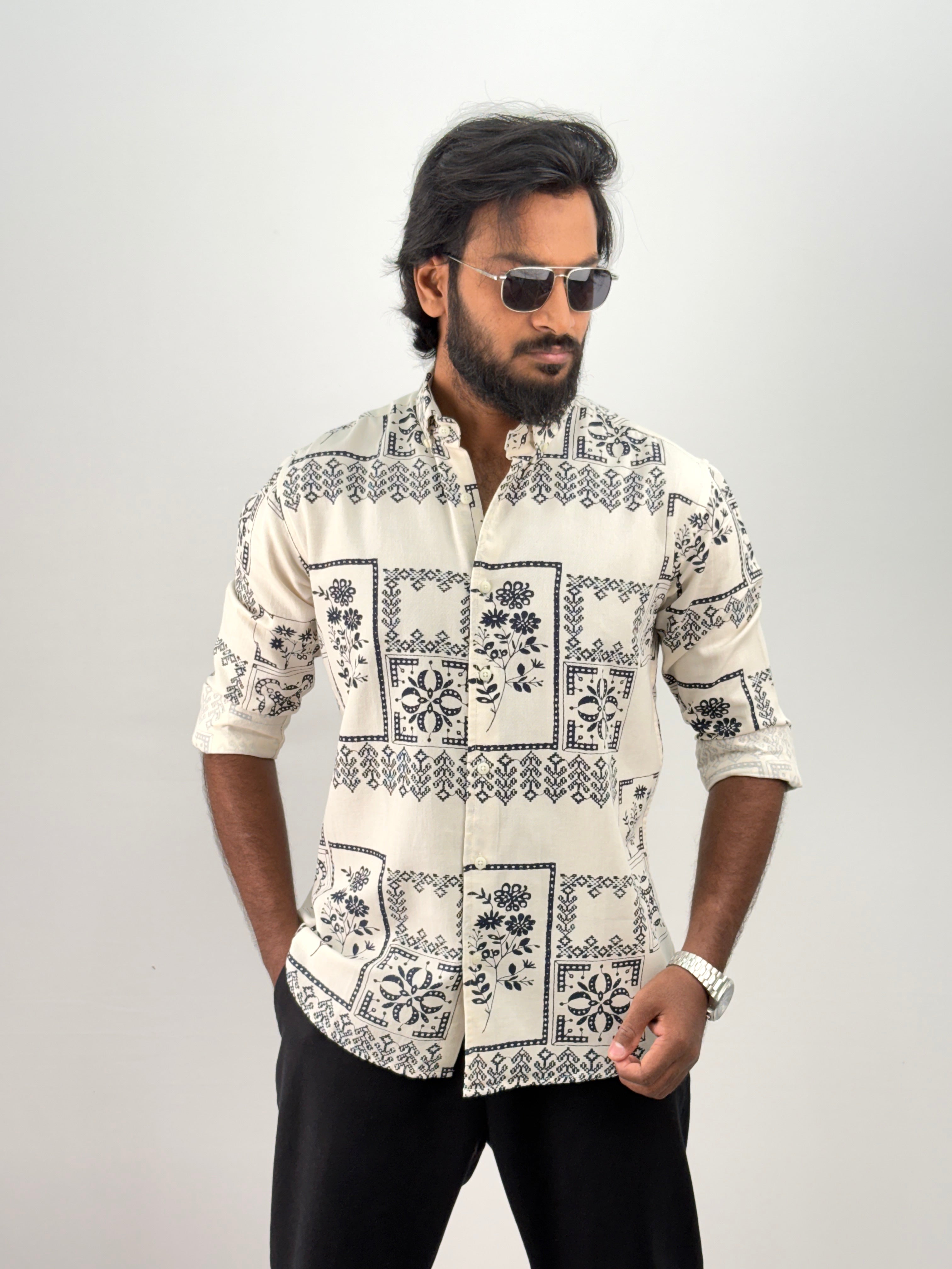 Navy(1) Printed Jacquard Shirt