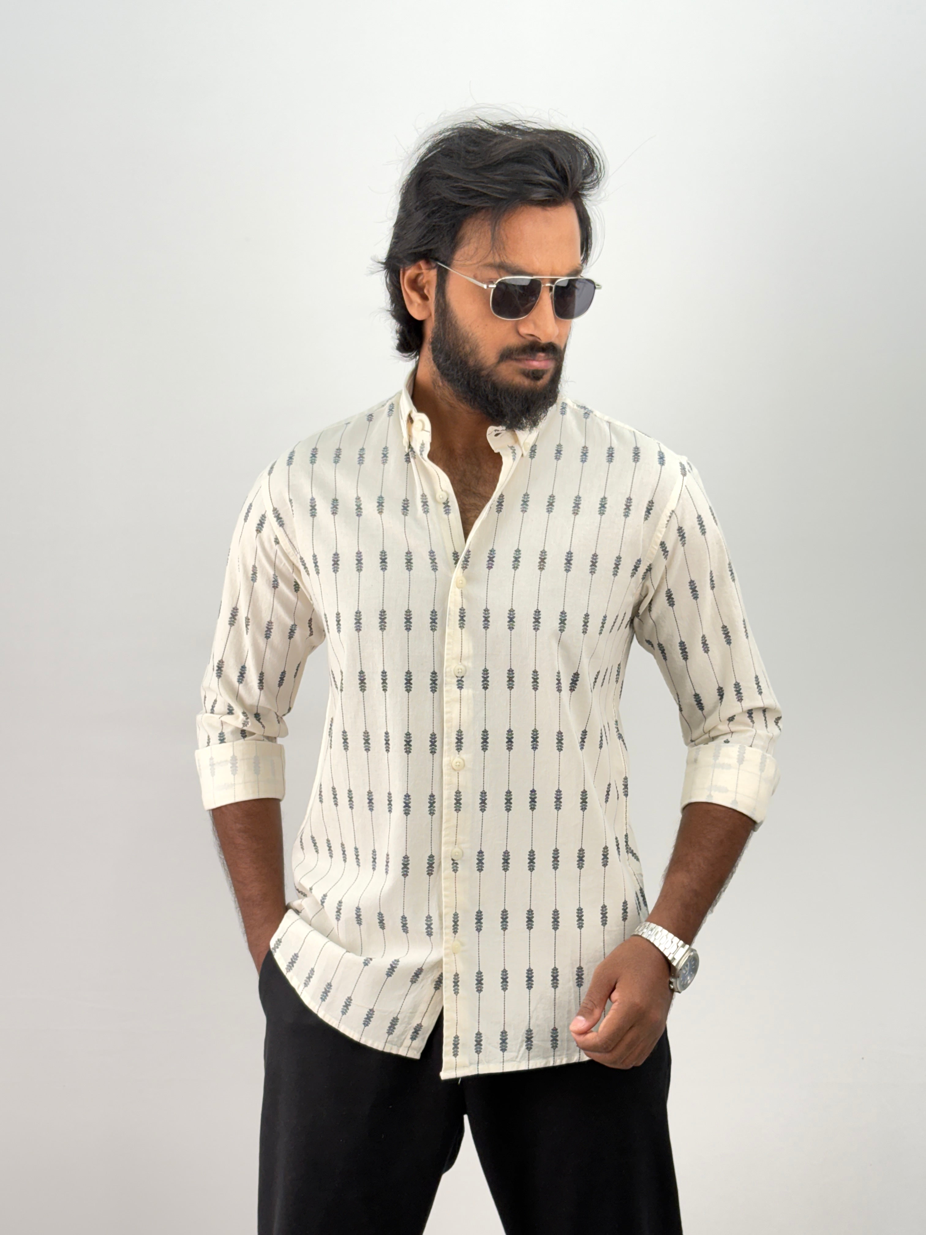 Navy(2) Printed Jacquard Shirt