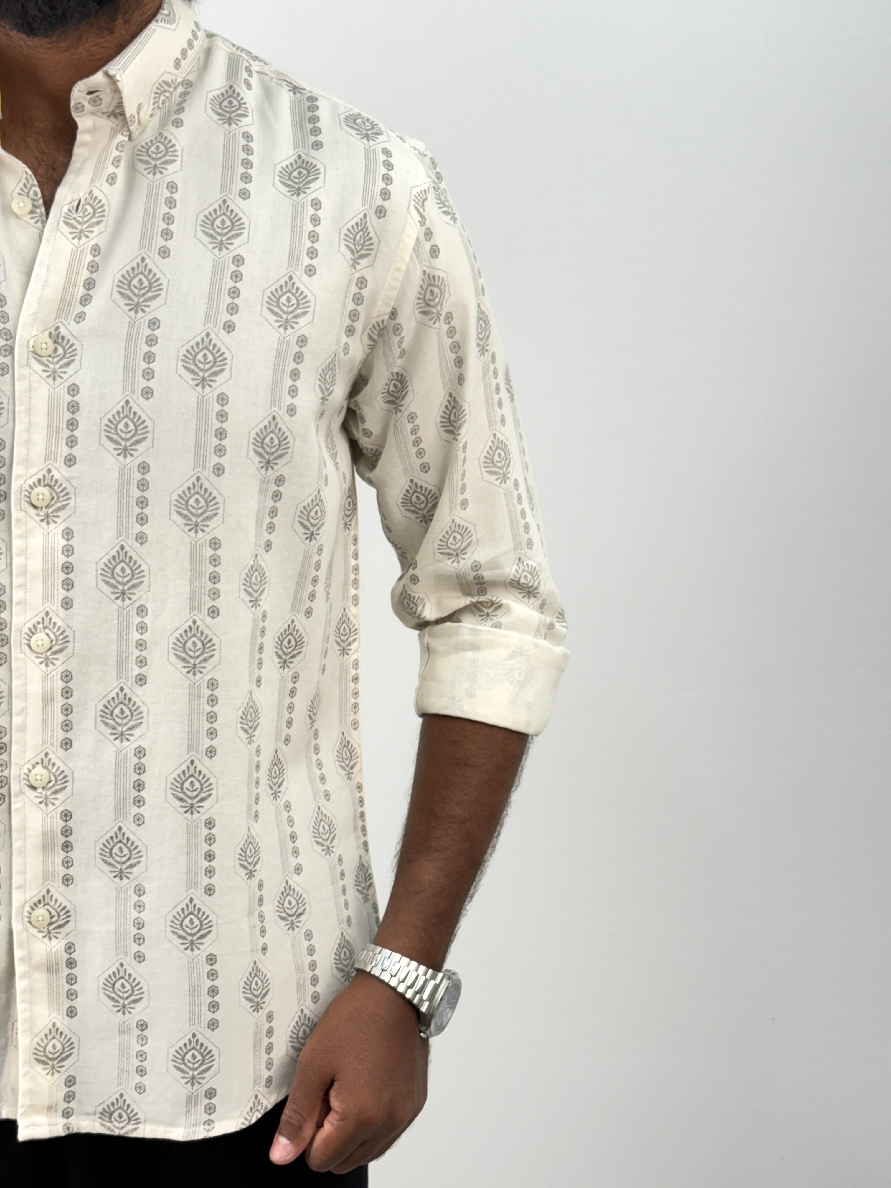 Beige(3) Printed Jacquard Shirt