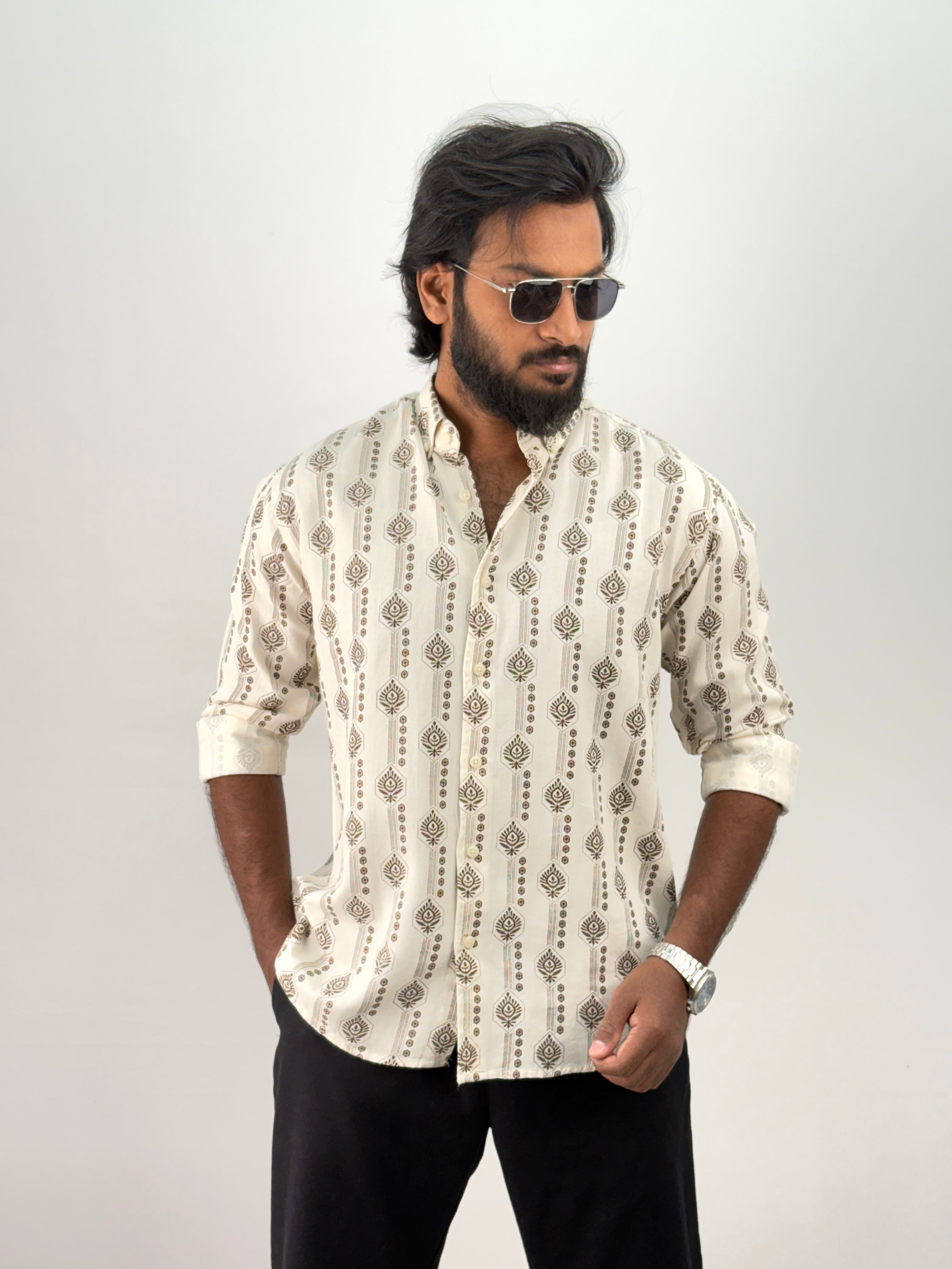 Brown(3) Printed Jacquard Shirt