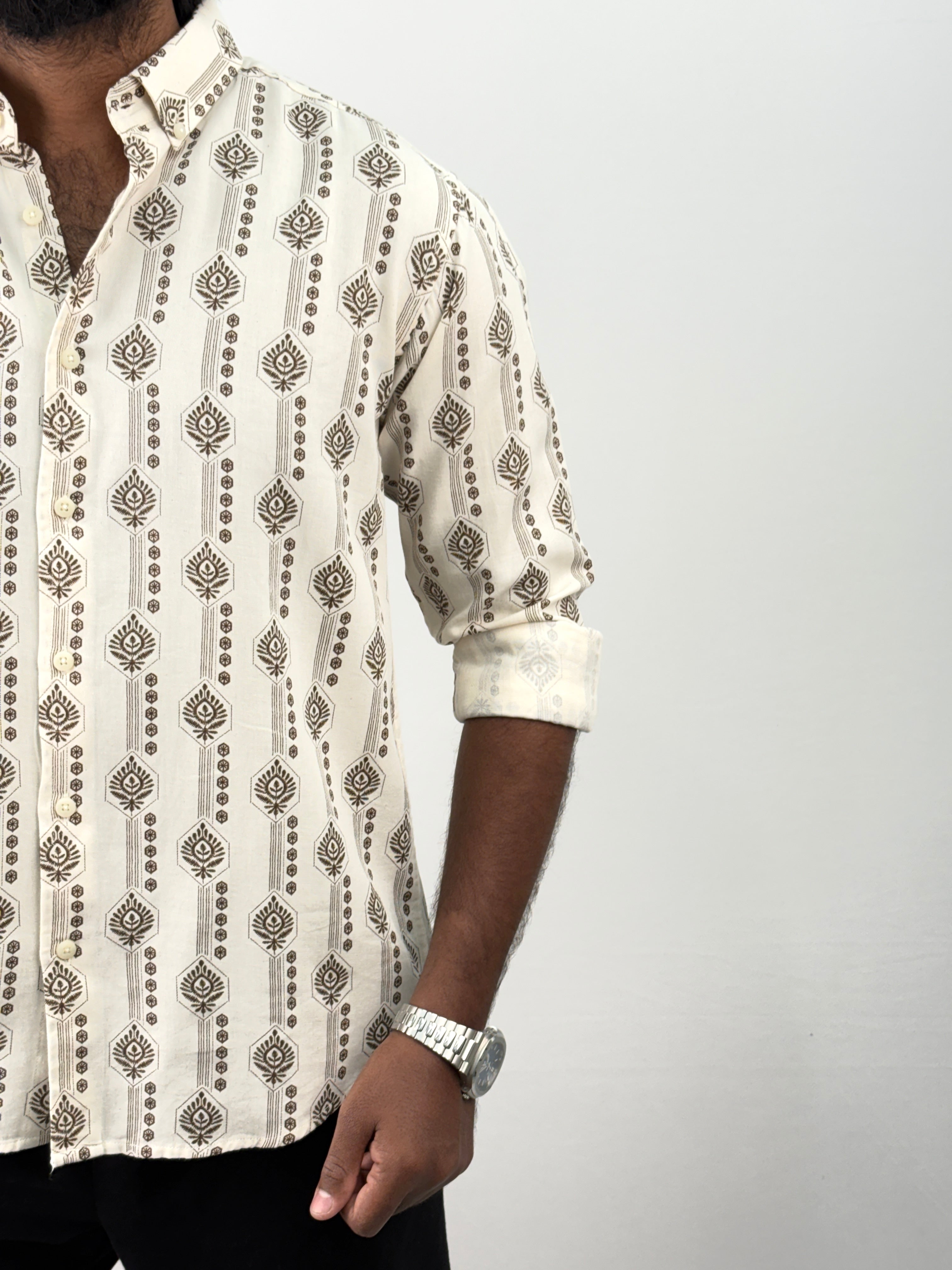 Brown(3) Printed Jacquard Shirt