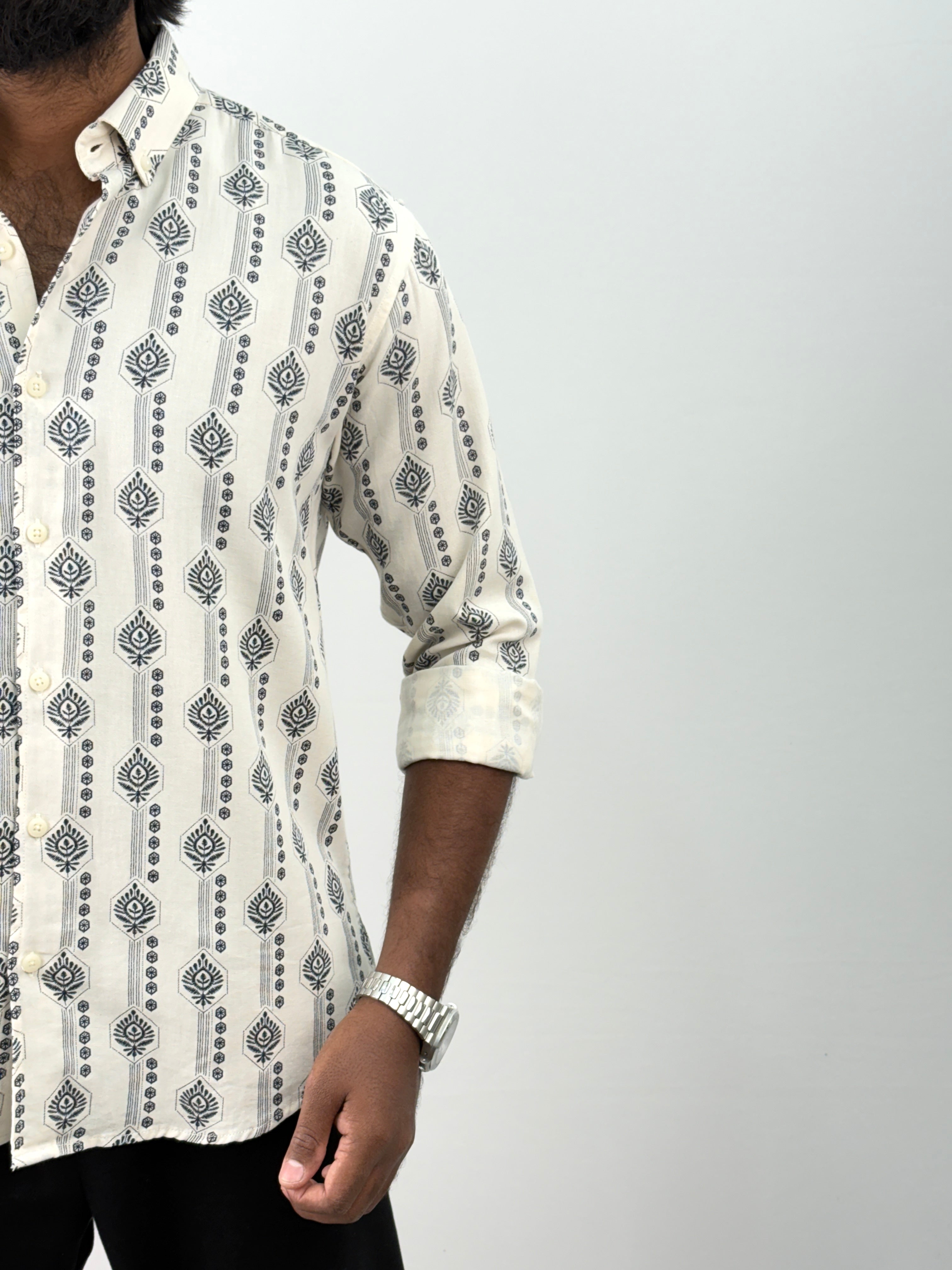 Navy(3) Printed Jacquard Shirt