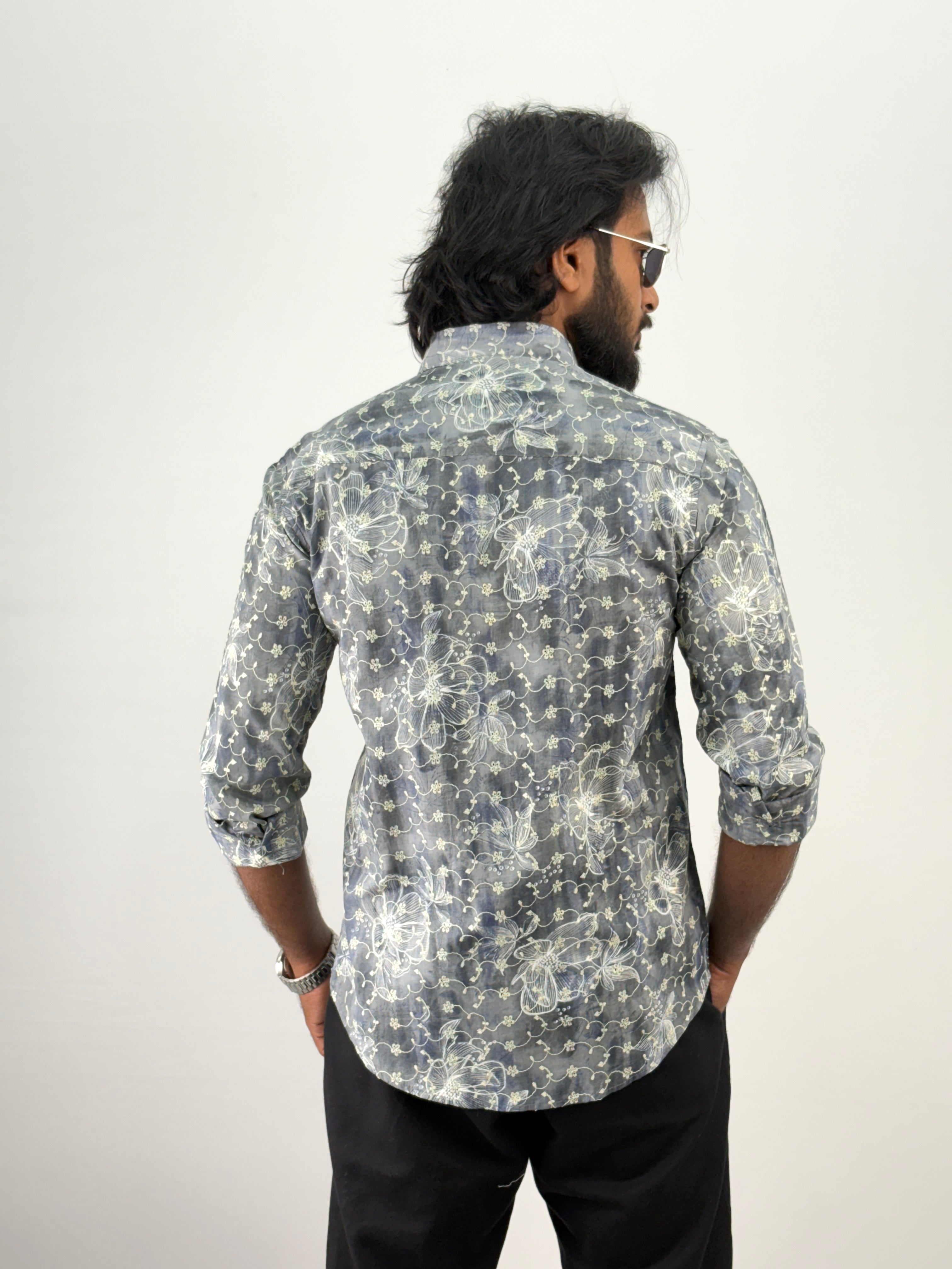Ash Embroidery Printed Shirt