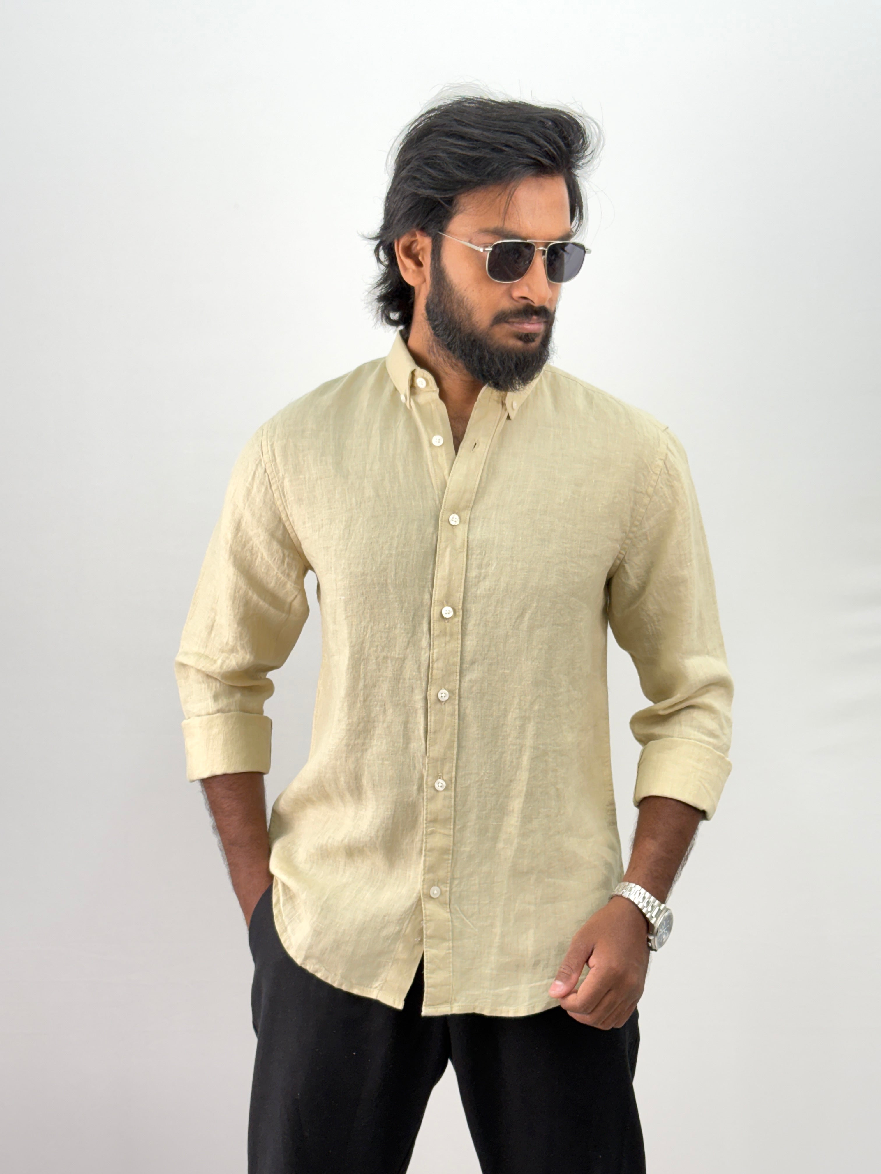 Beige pure Linen Shirt 2
