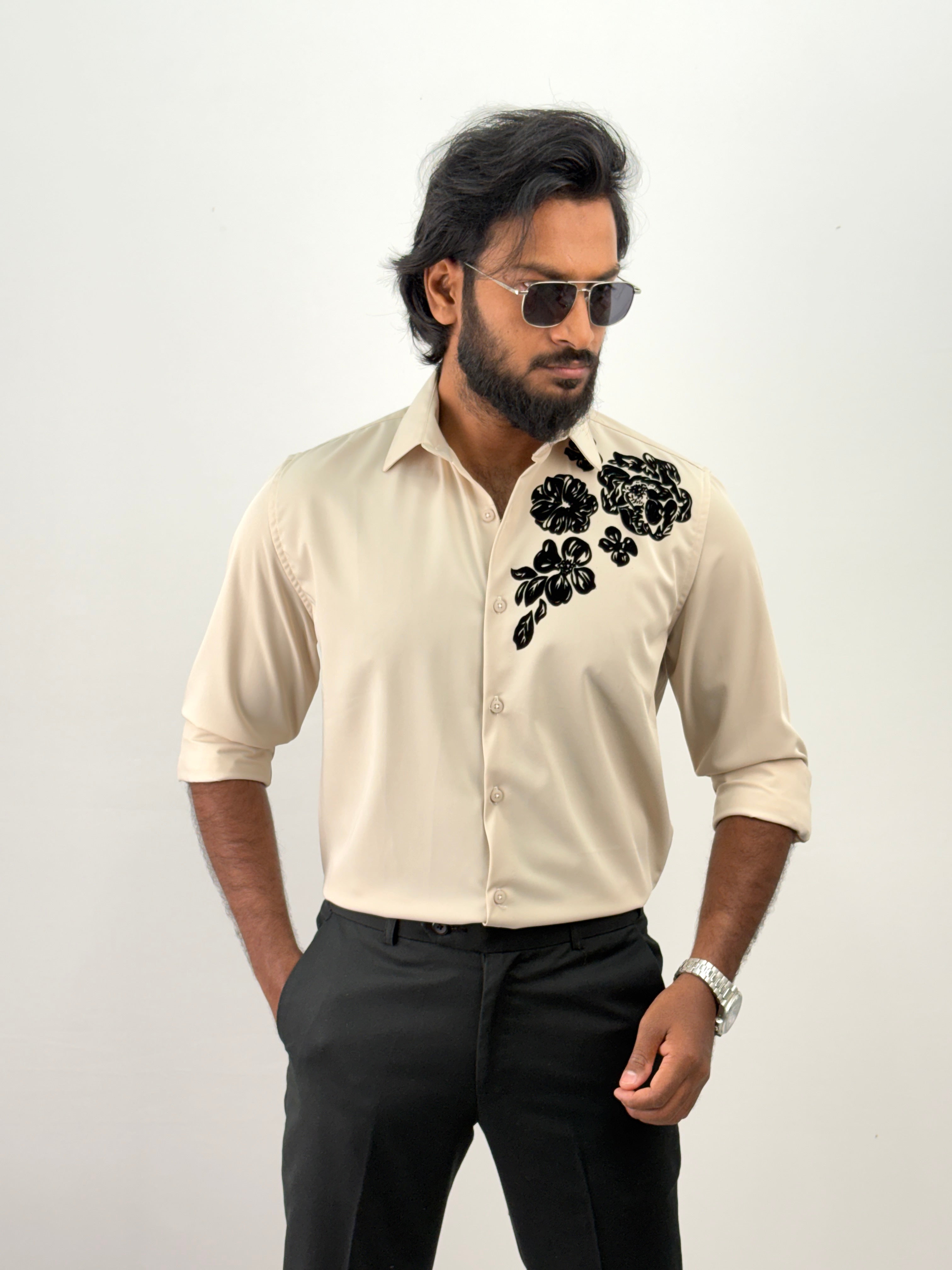 Beige Flock IMP Printed Shirt