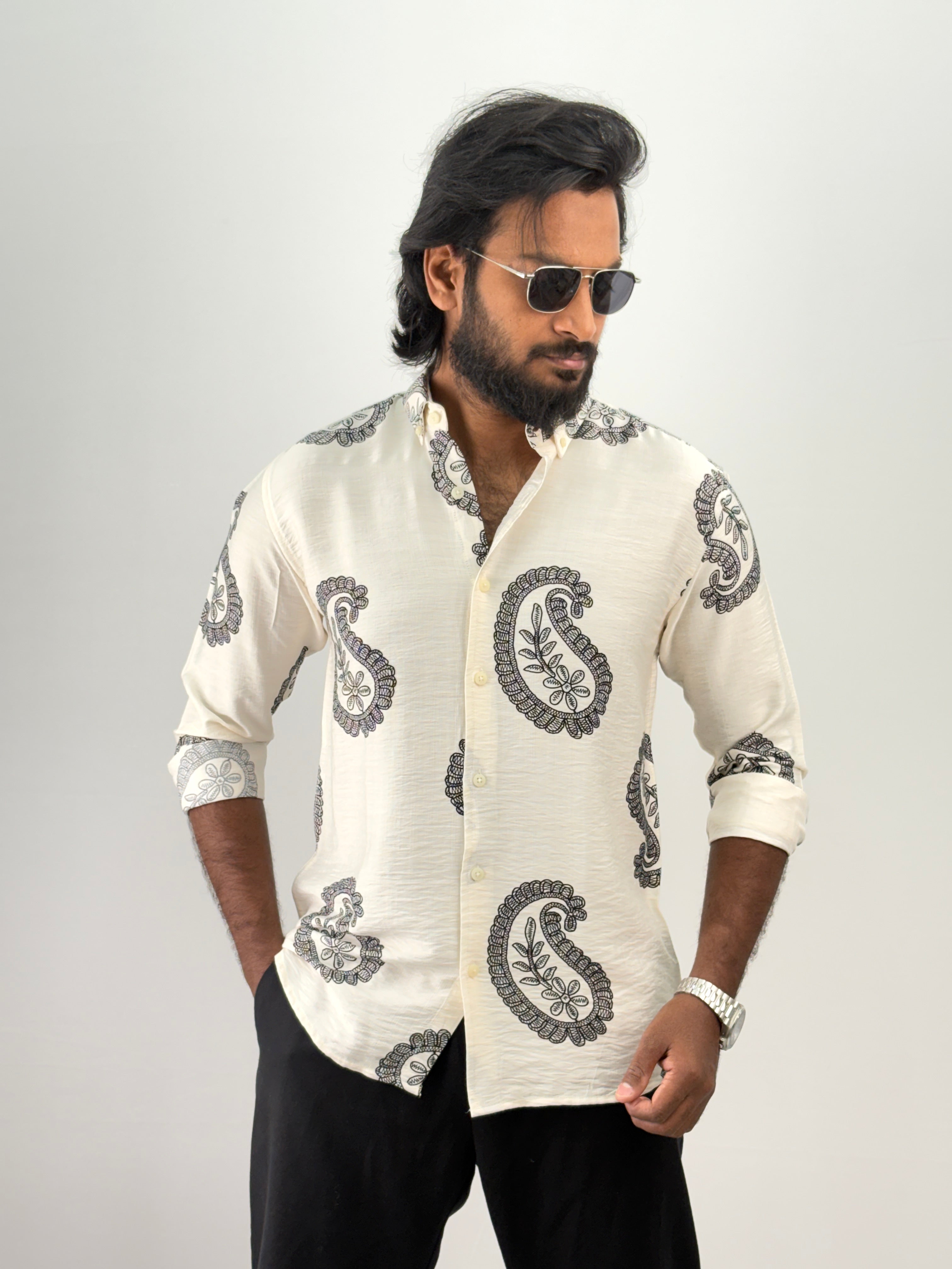 Beige Printed Shirt
