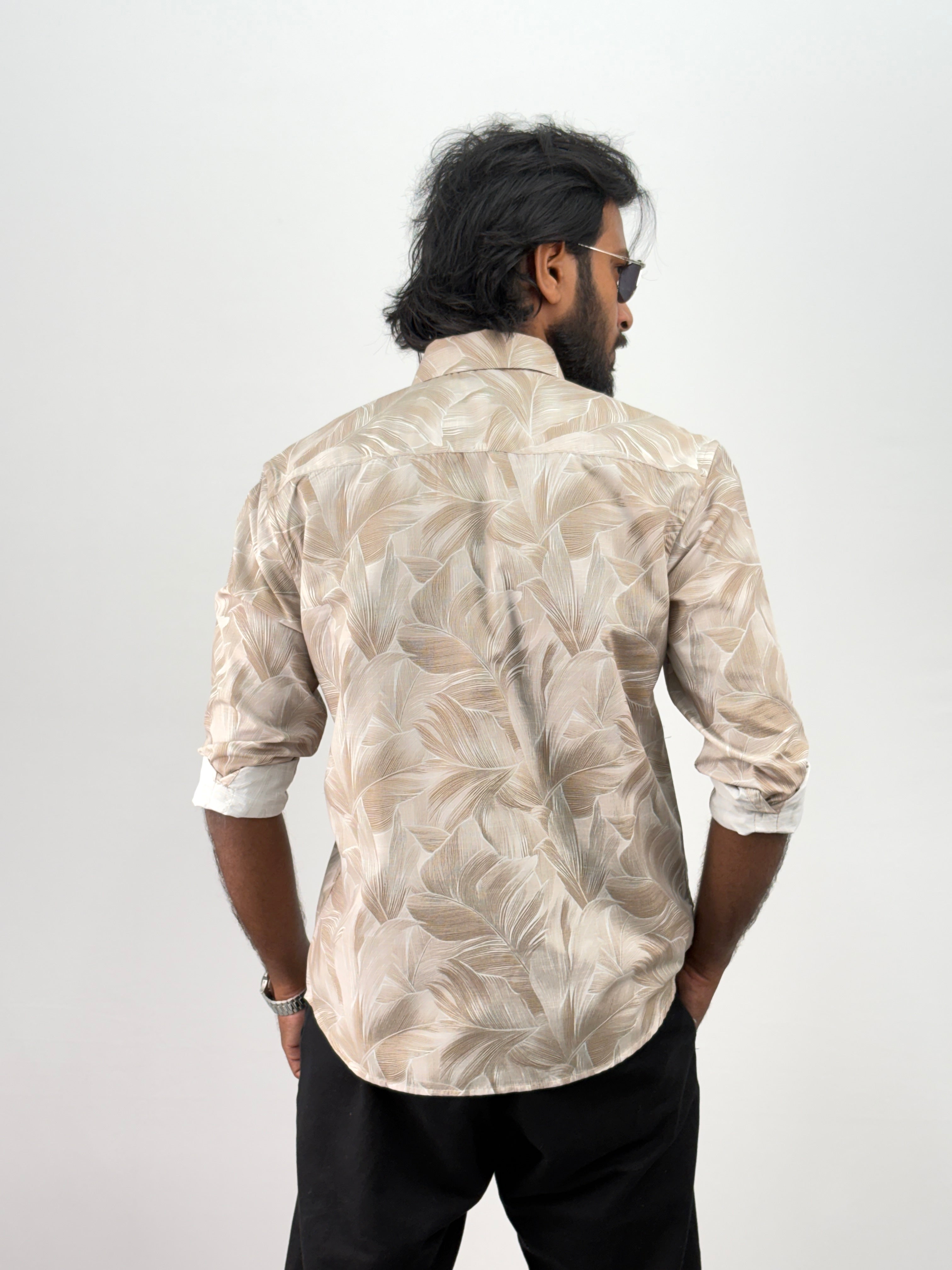 Beige Linen Printed Shirt