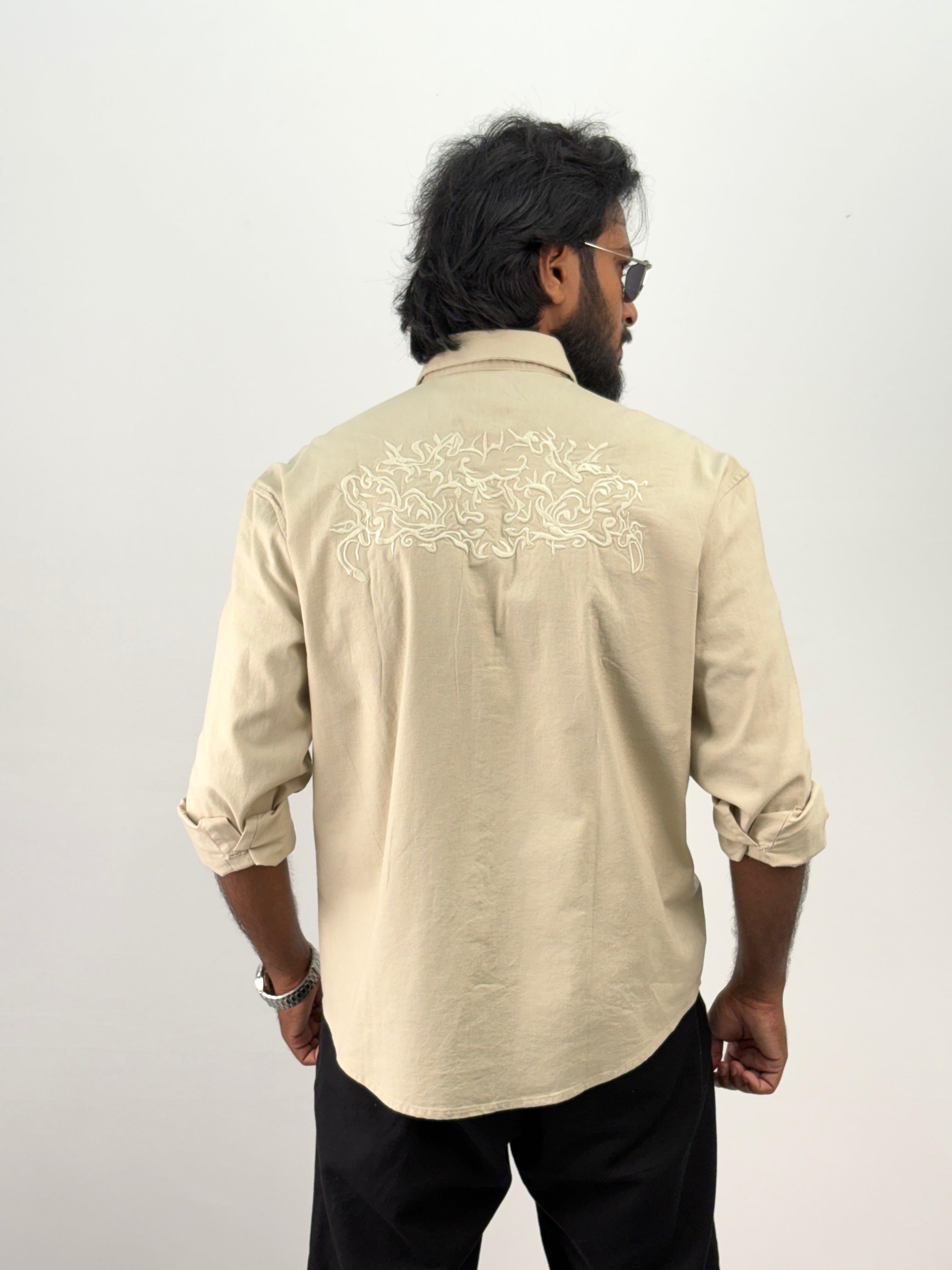 Beige Back Embroidery Shirt
