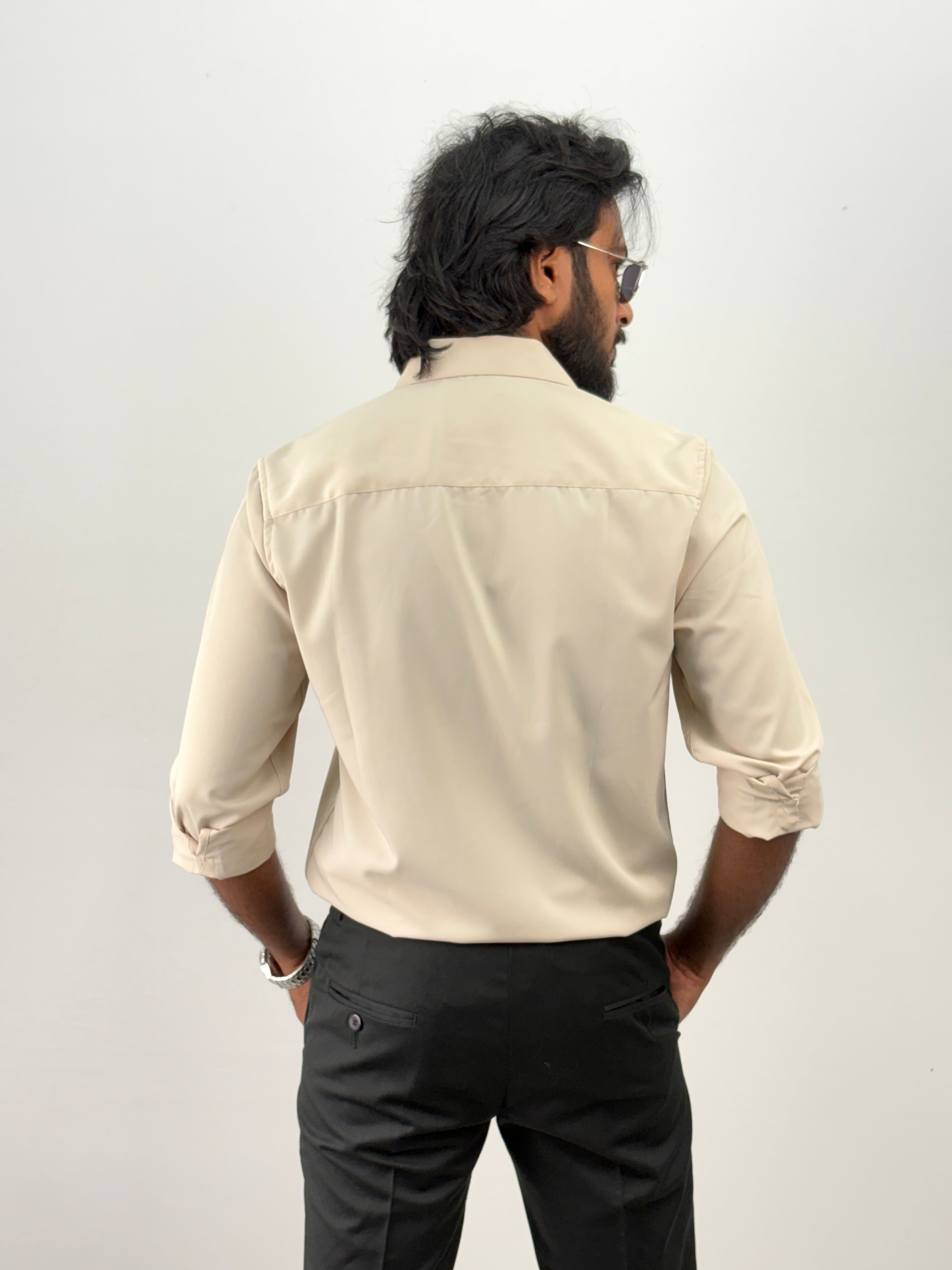 Beige Flock IMP Printed Shirt