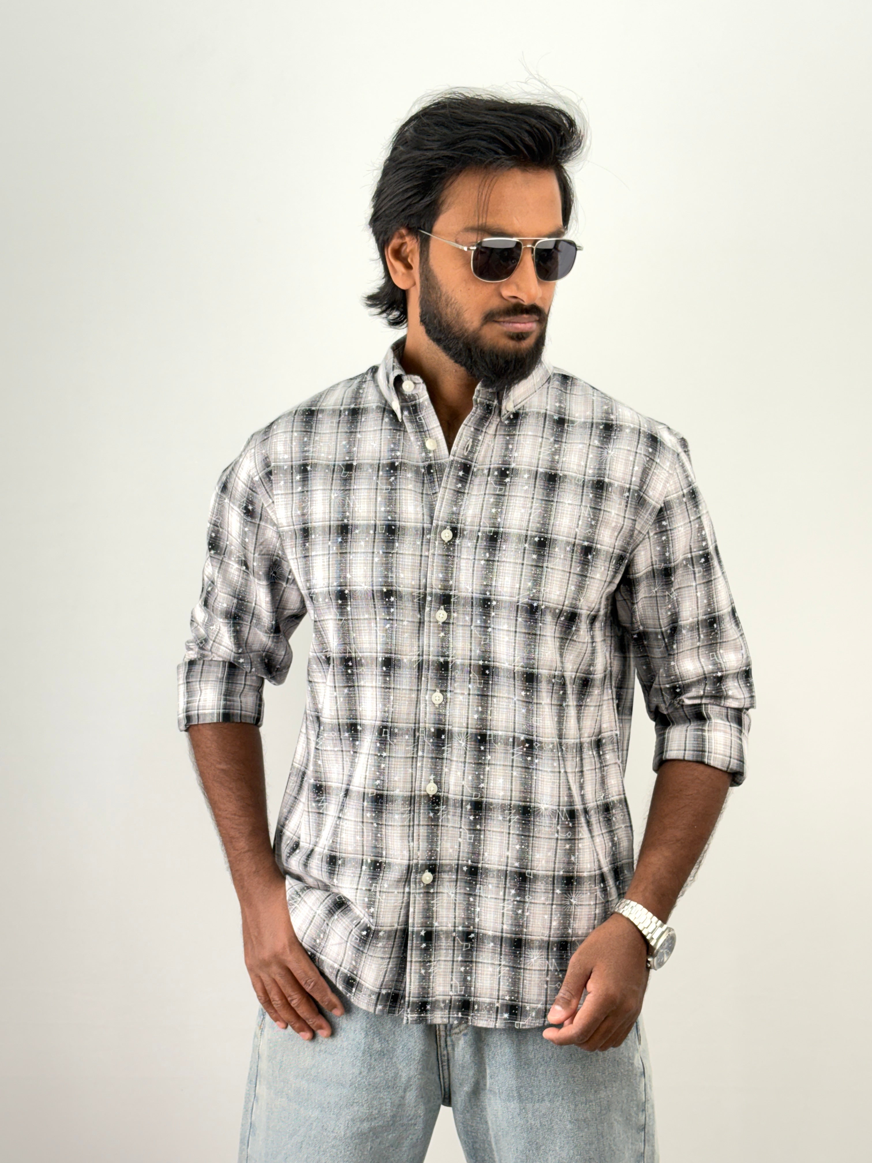 Black Flannel Printed Shirt
