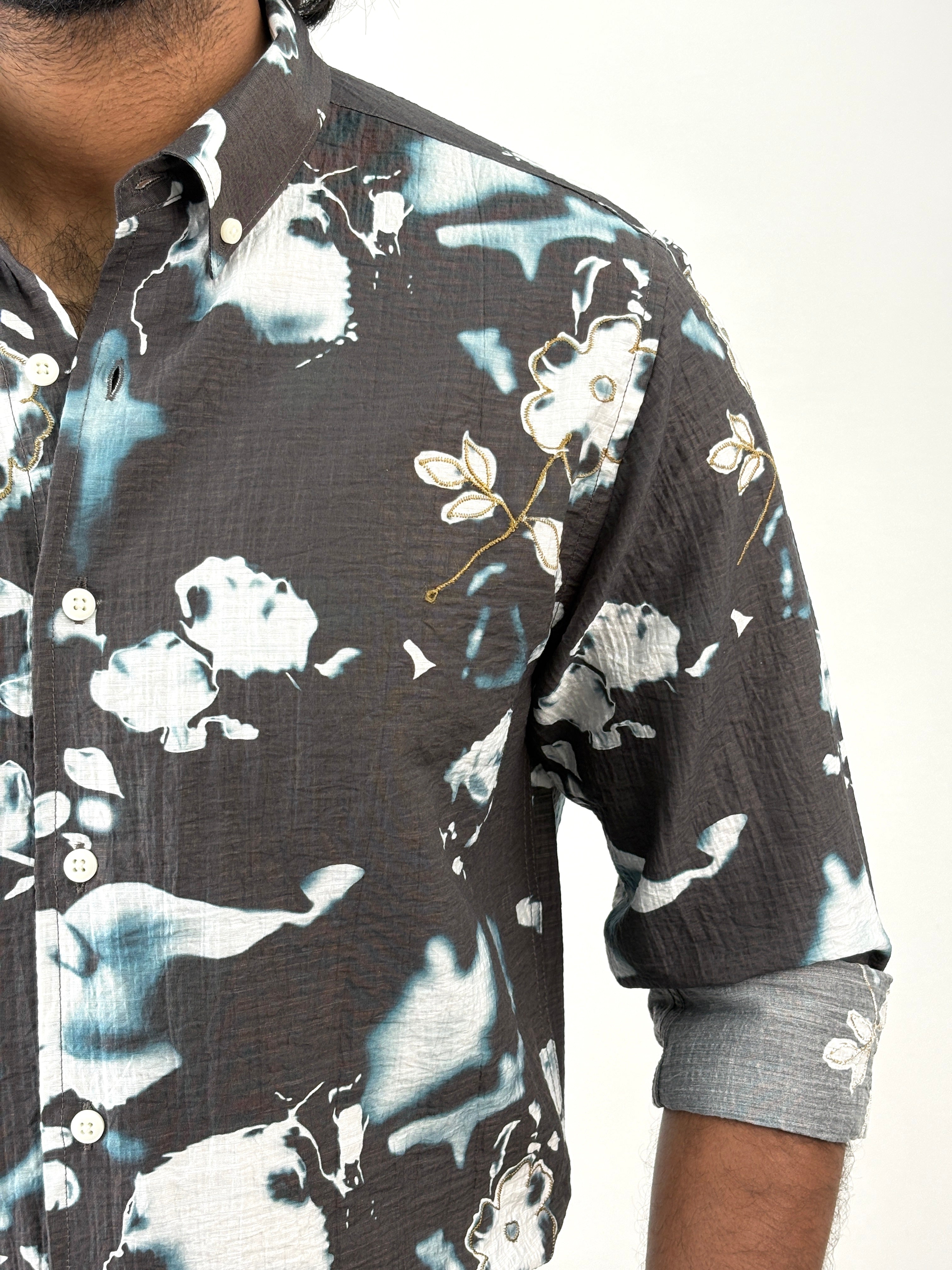 Black Printed Embroidery Shirt