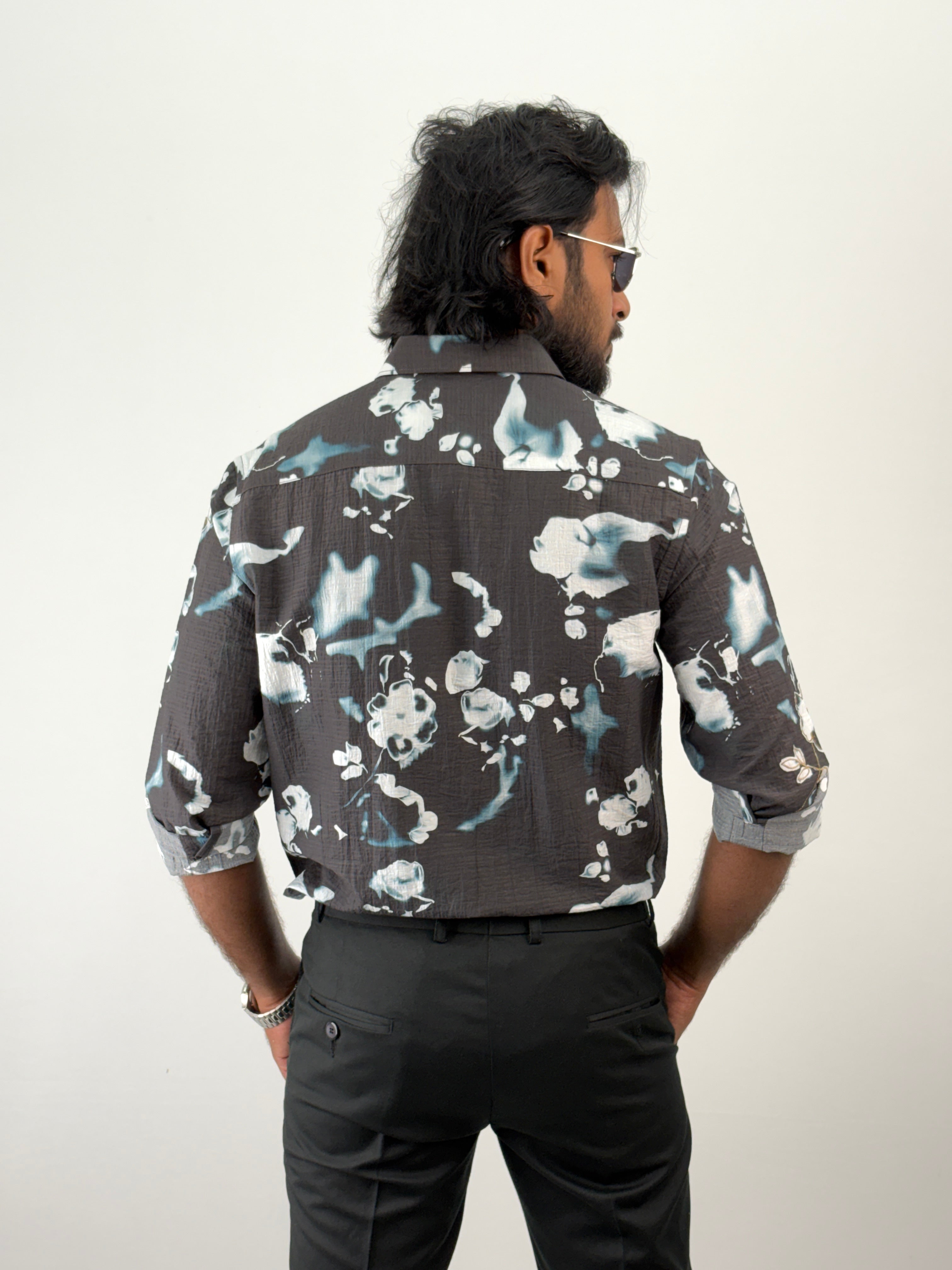 Black Printed Embroidery Shirt