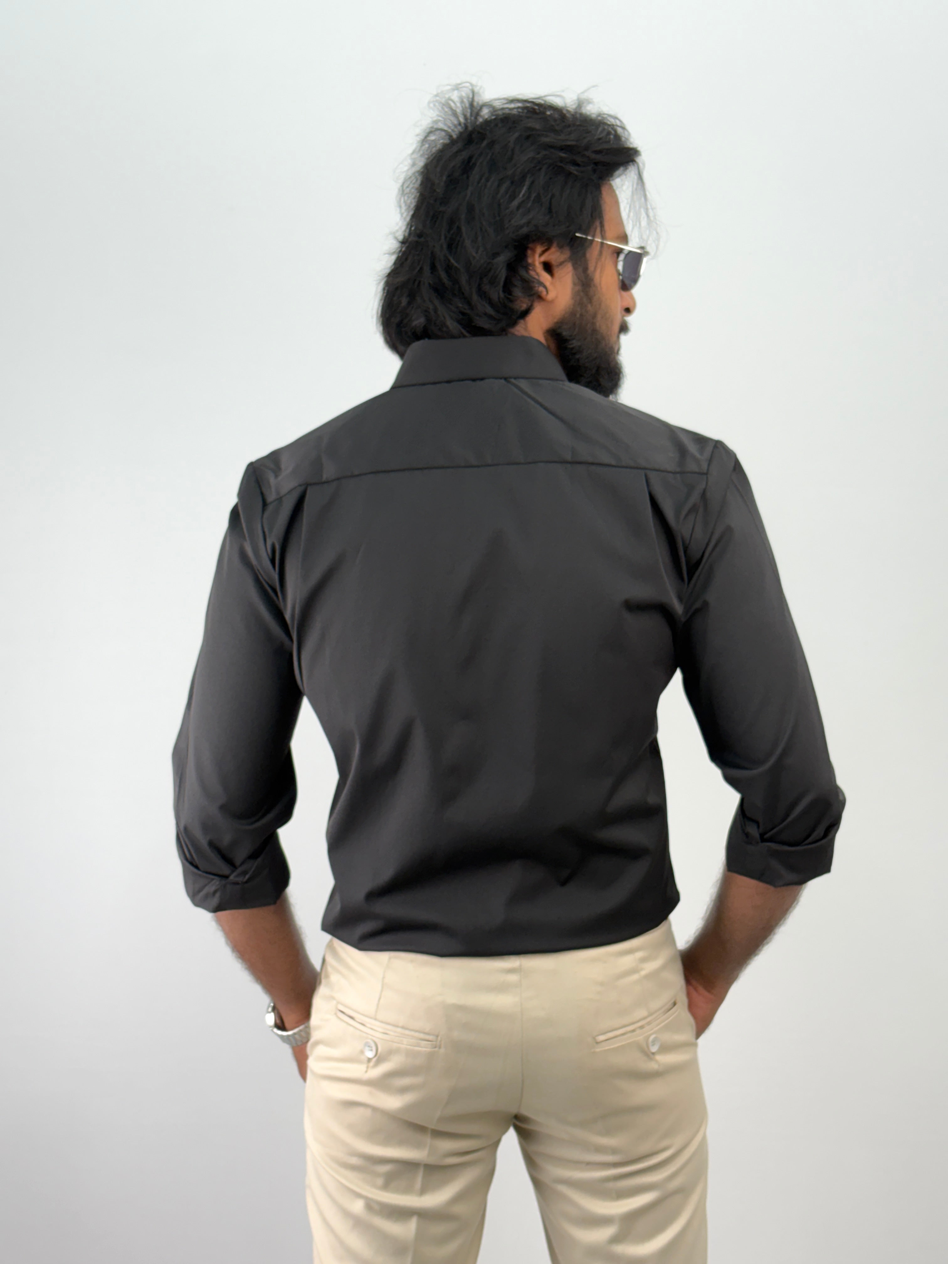 Black Flock Printed Shirt 4