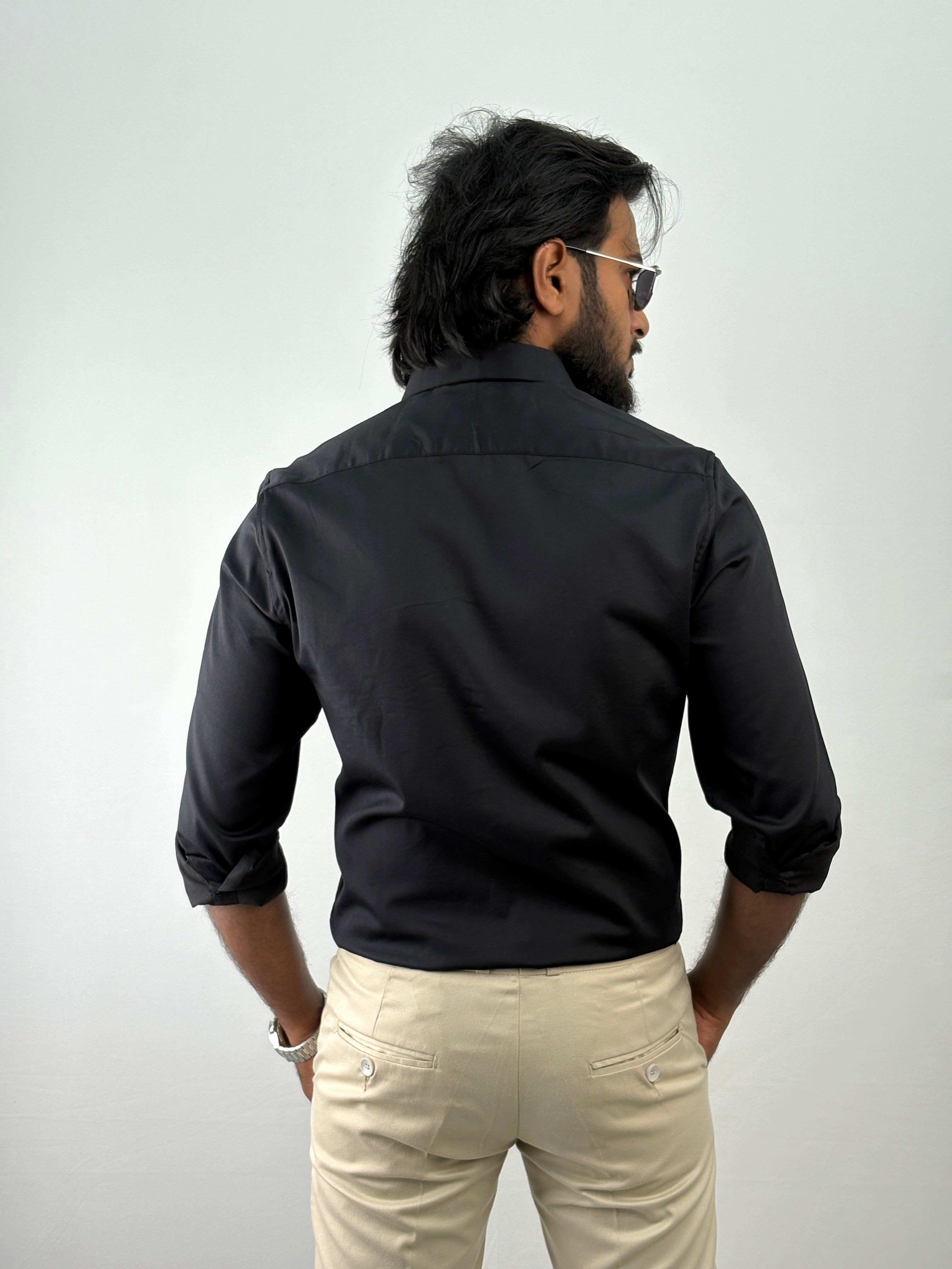 Black Designer Embroidery Stone Work Shirt 1