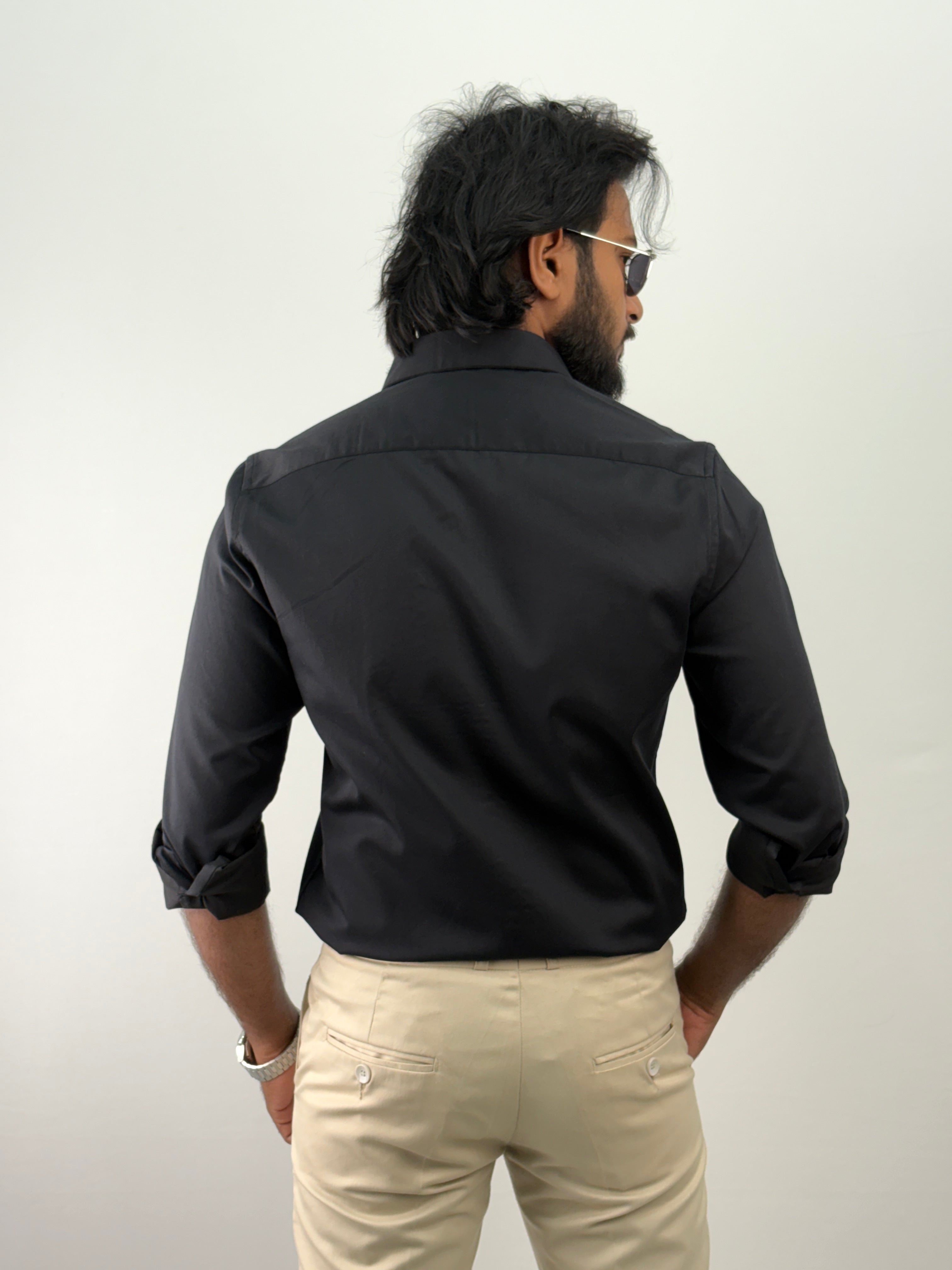 Black Designer Embroidery Stone Work Shirt 2