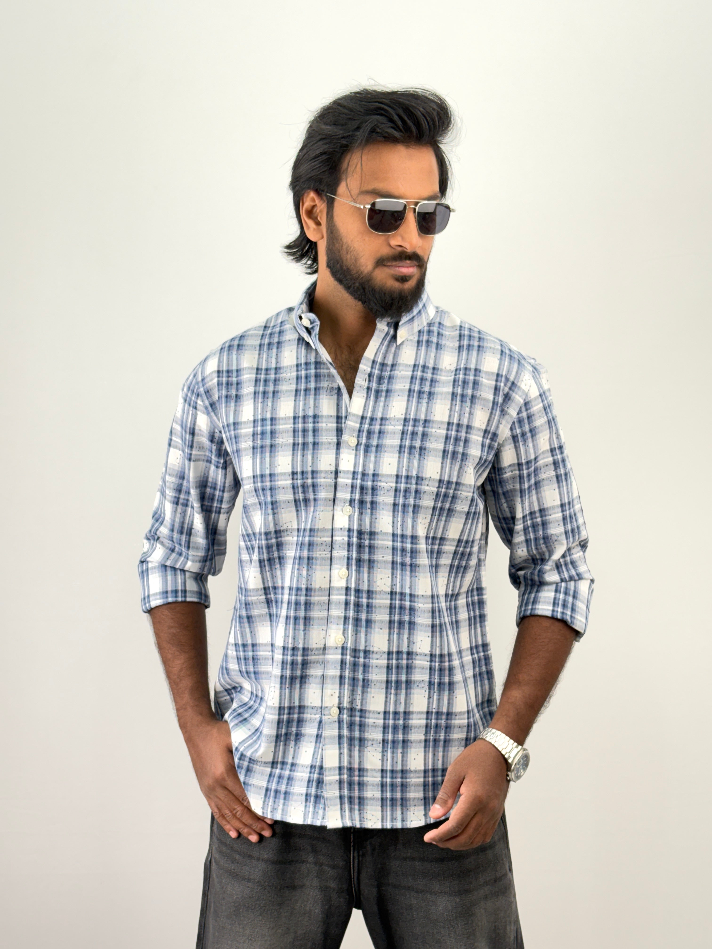 Blue Flannel Printed Shirt