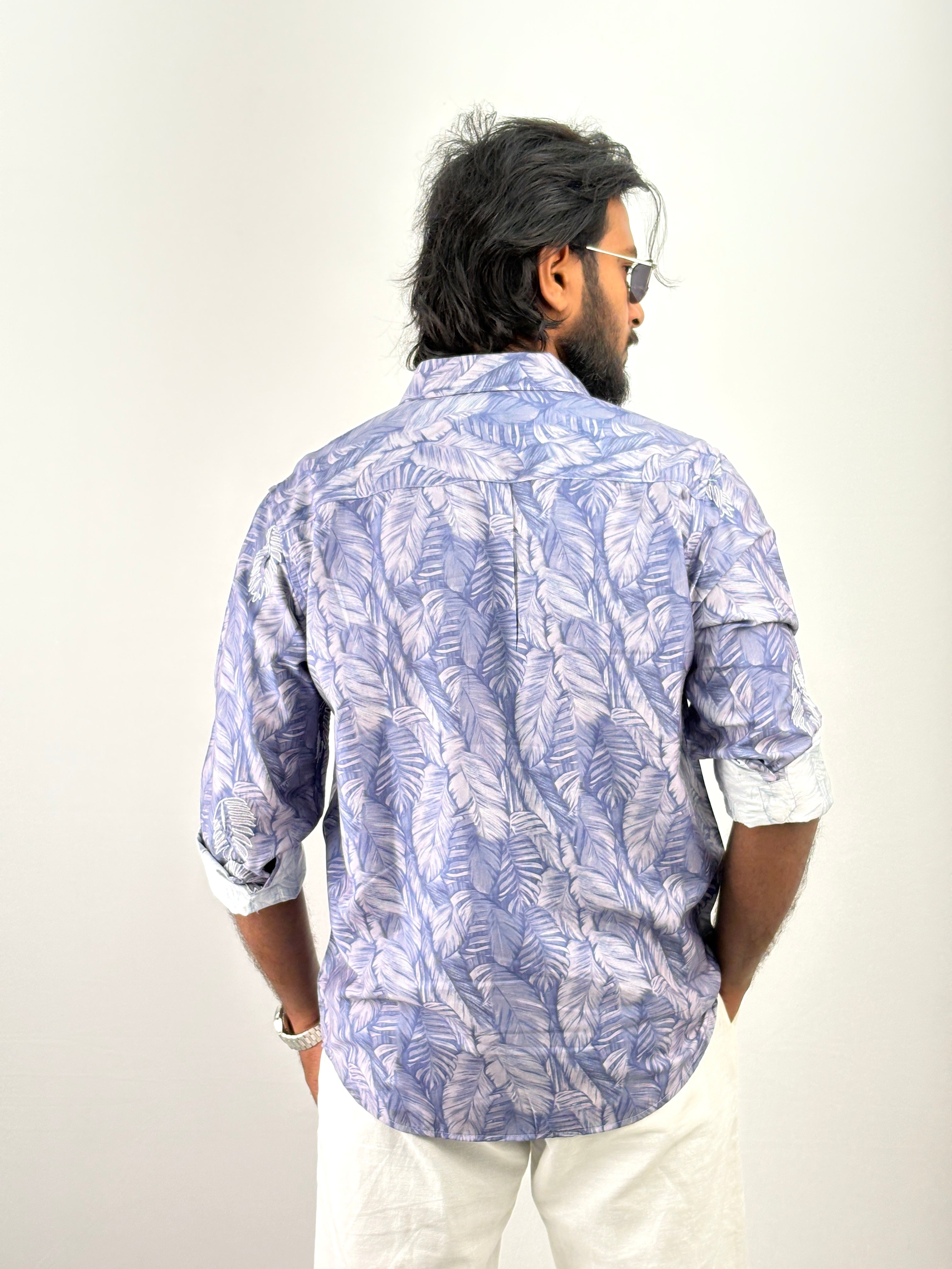 Blue Printed Embroidery Shirt 1