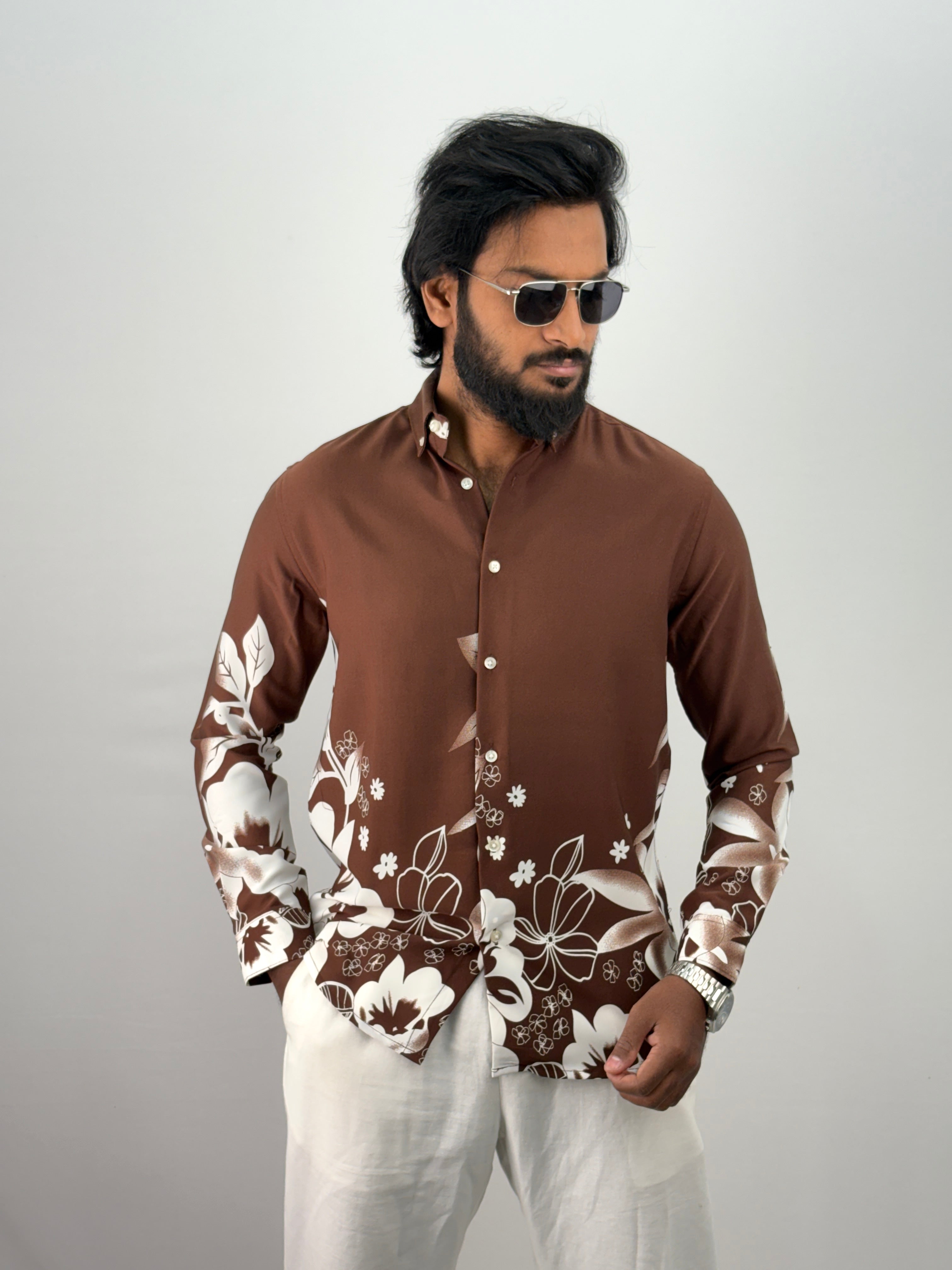 Brown Bottom Printed Shirt 3
