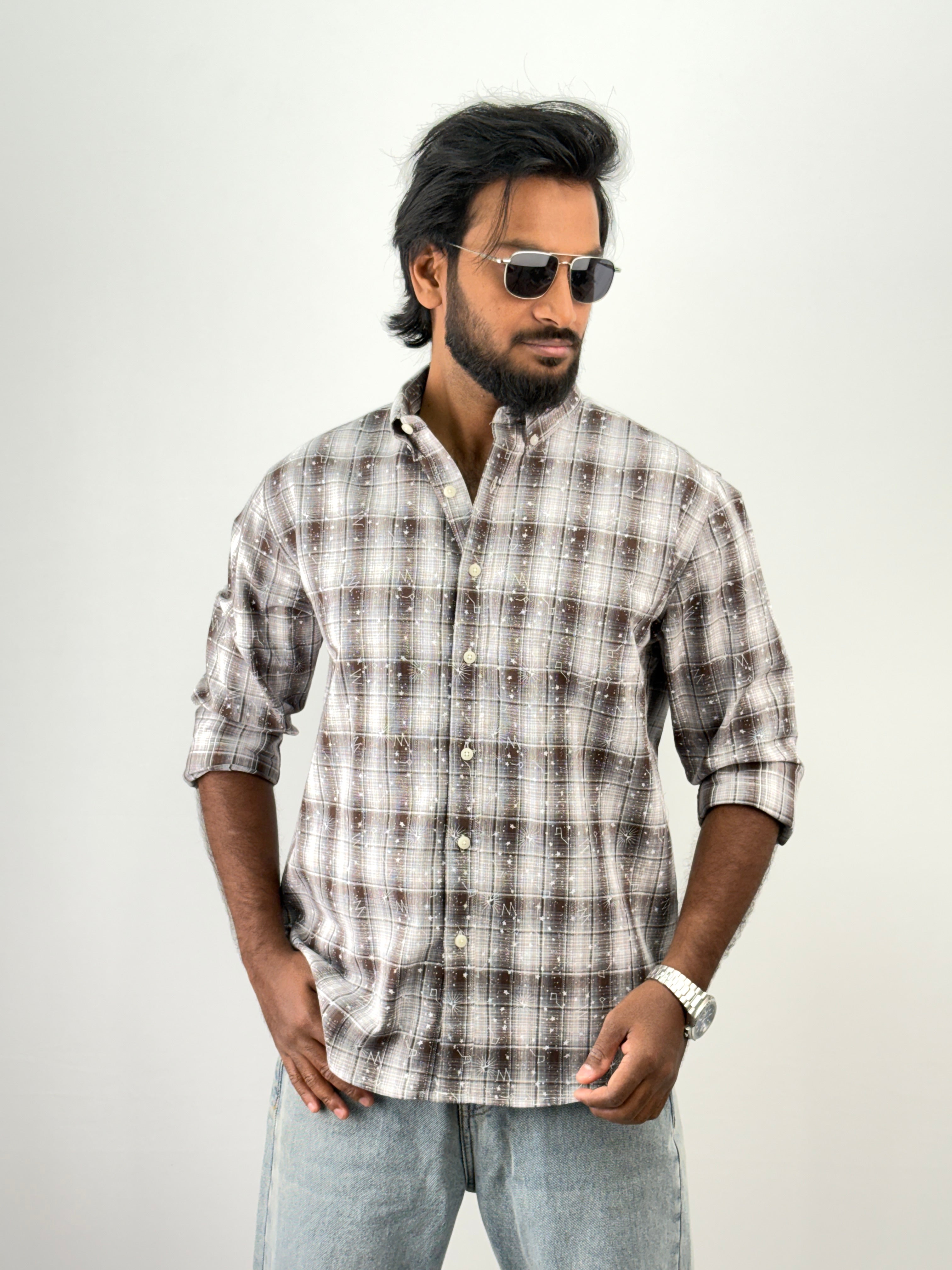 Brown Flannel Printed Shirt