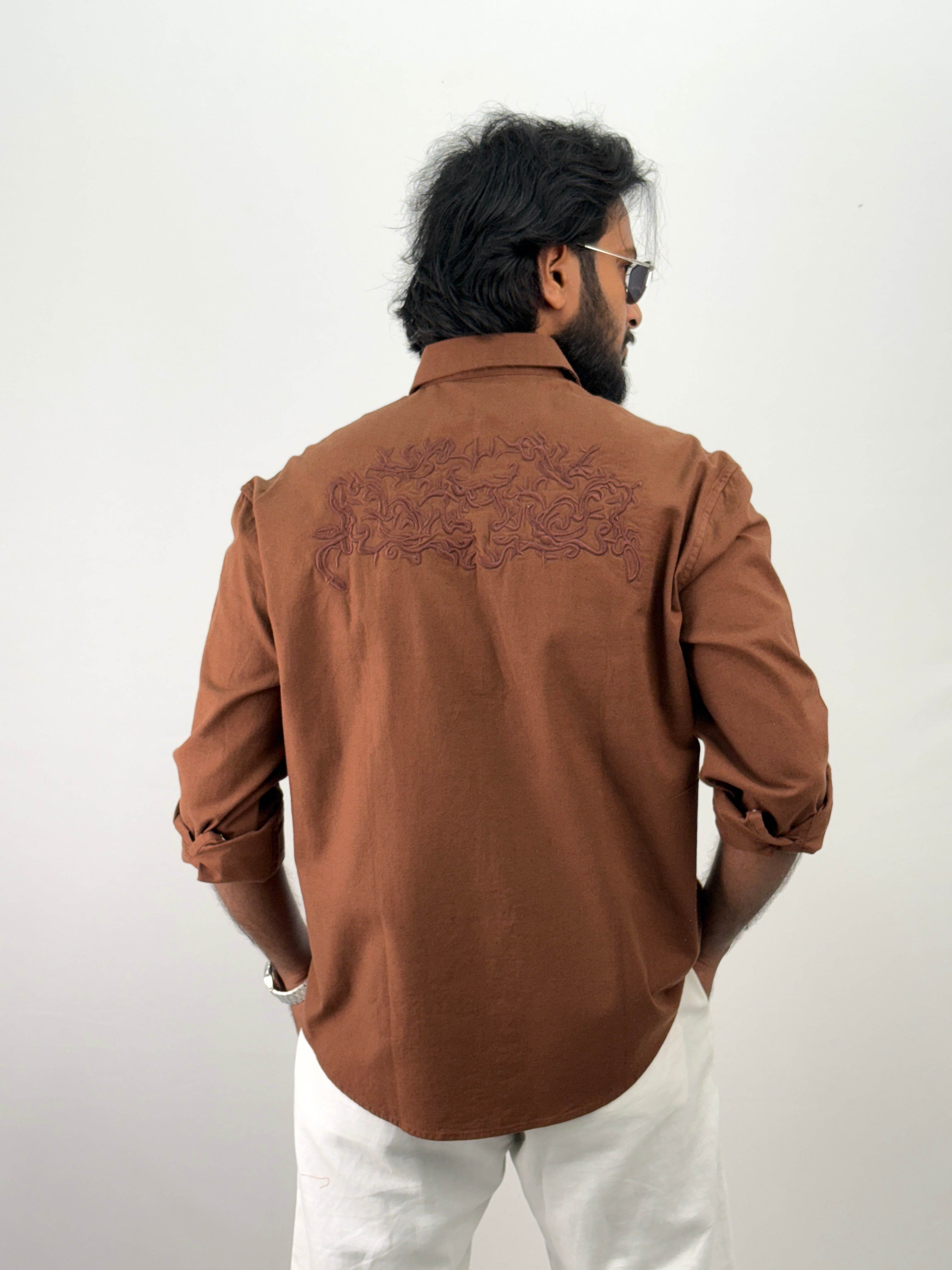 Brown Back Embroidery Shirt