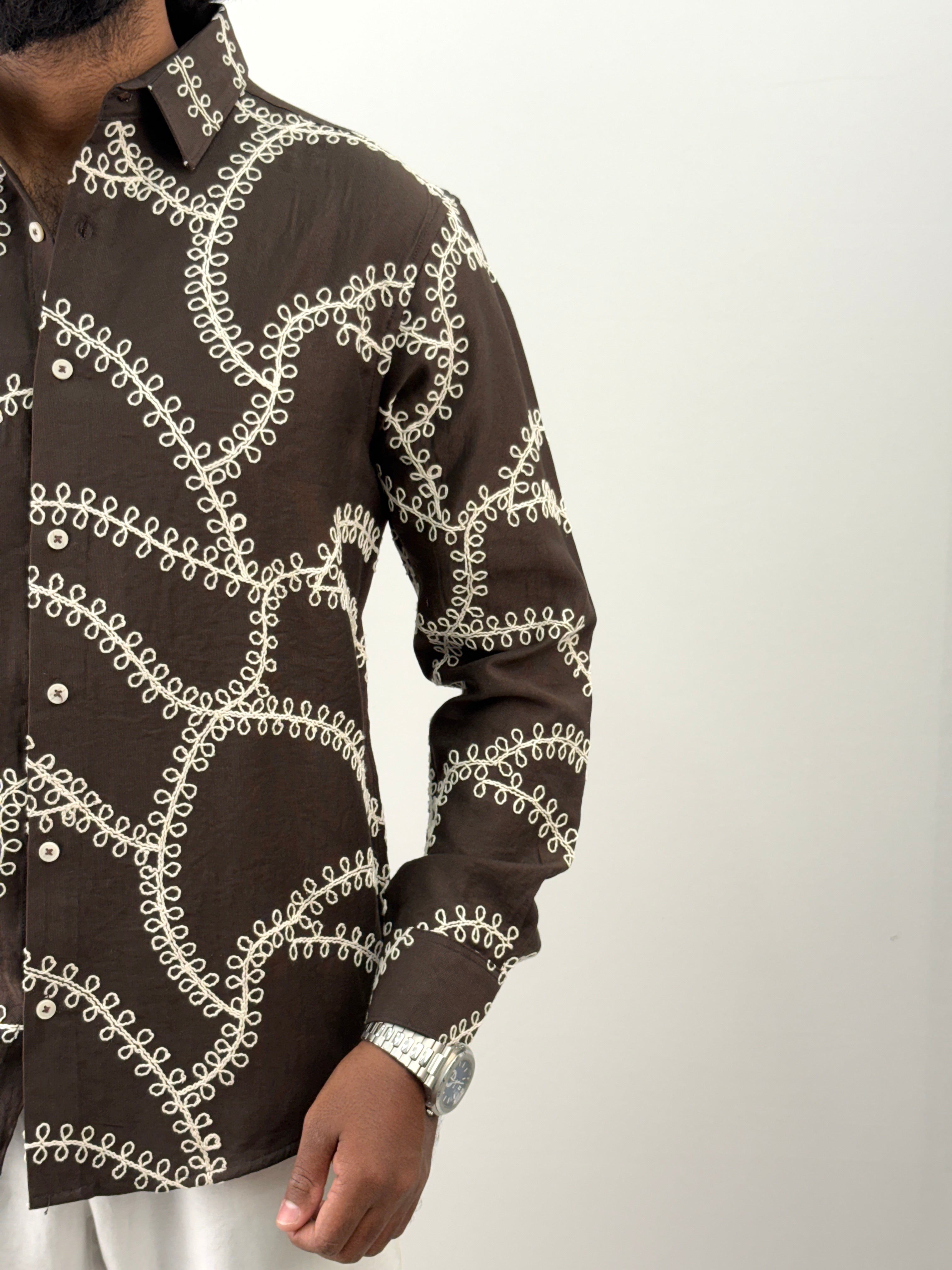 Brown Embroidery Shirt