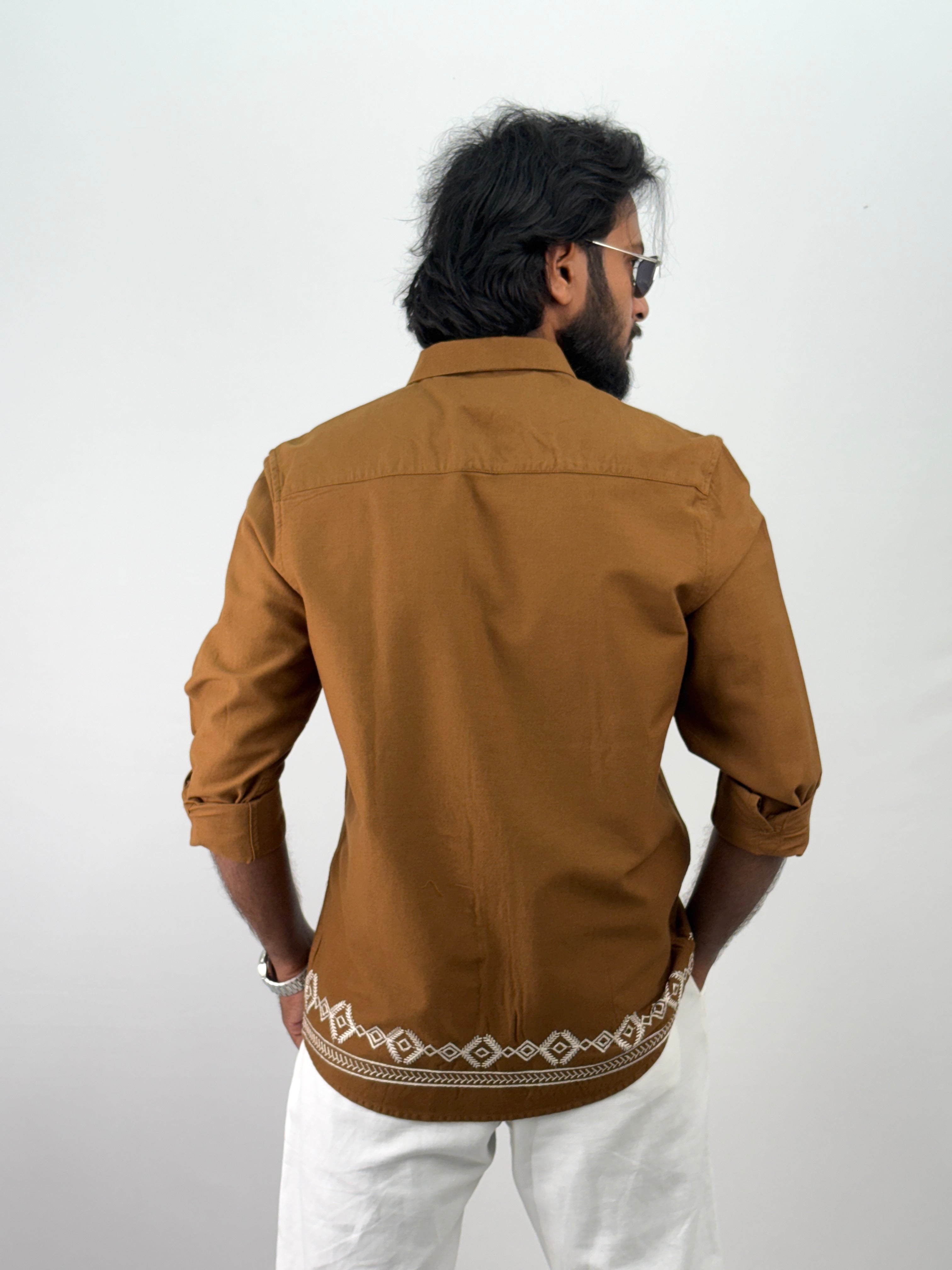 Brown Bottom Embroidery Shirt 1