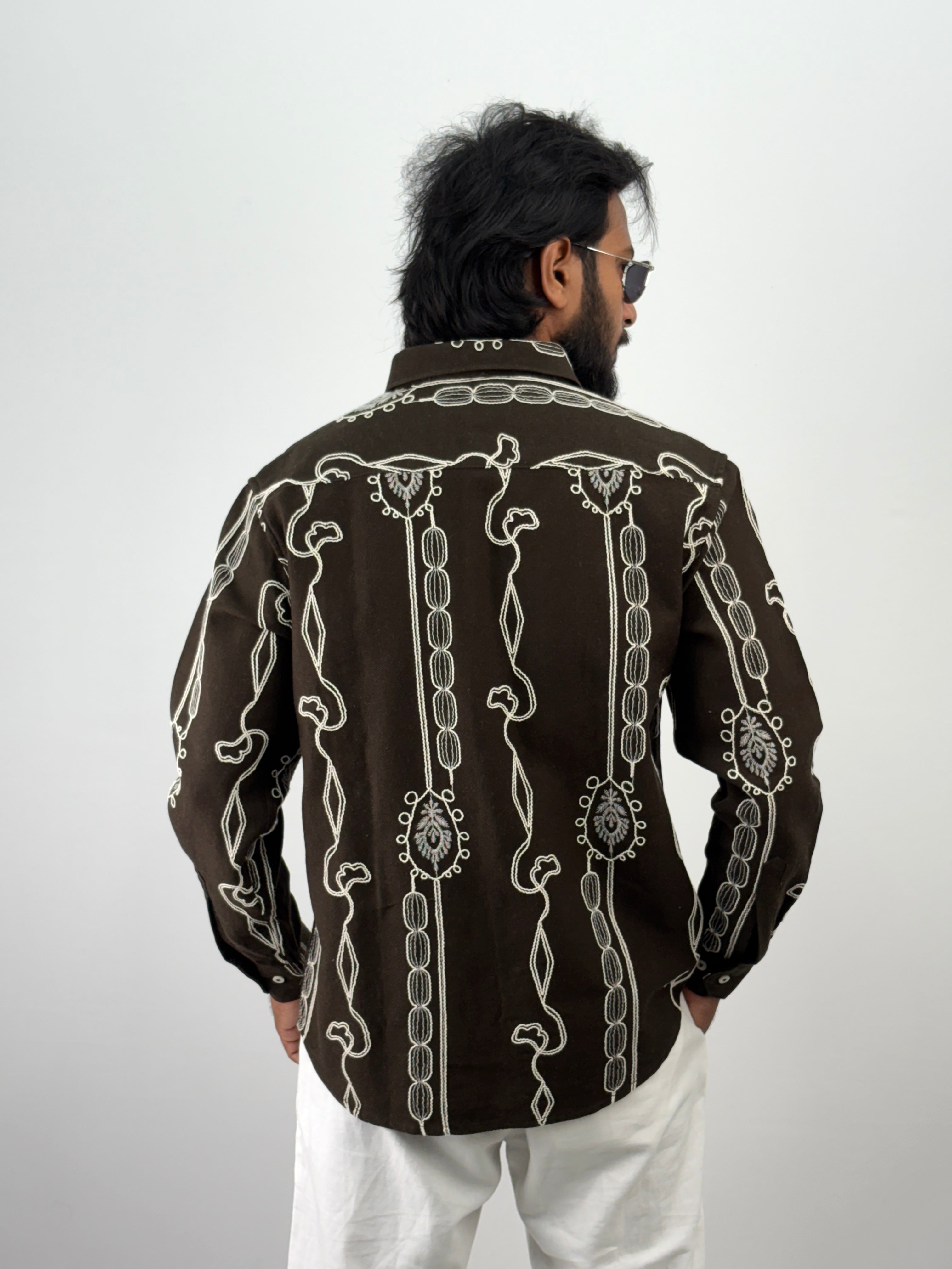 Dark Brown Embroidery Shirt
