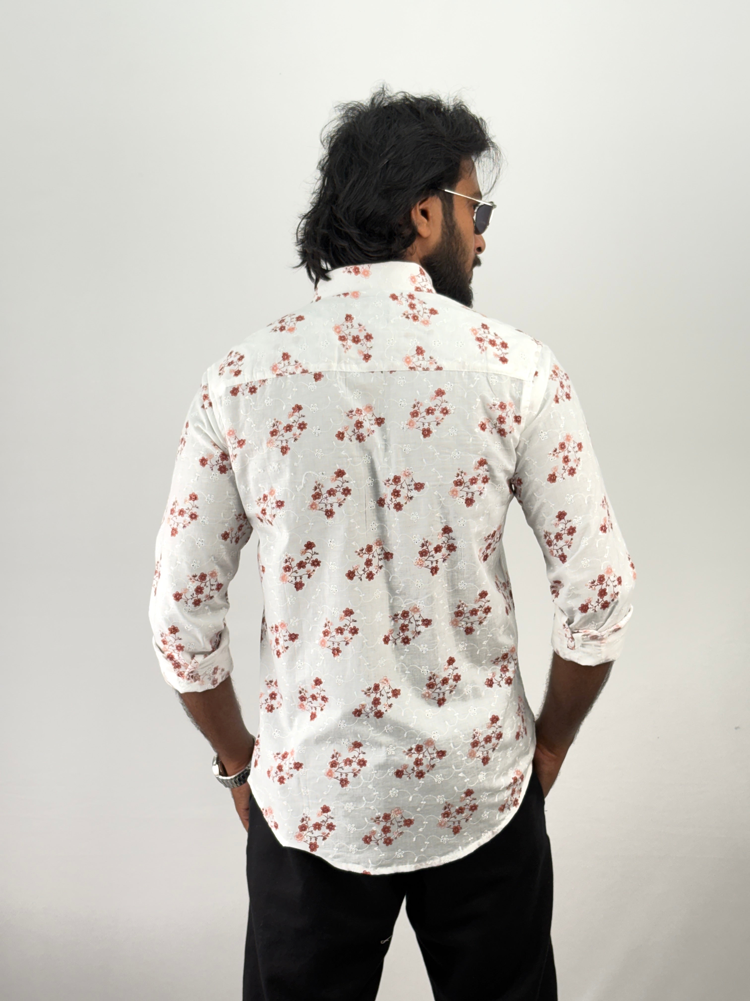 Cherry Embroidery Printed Shirt