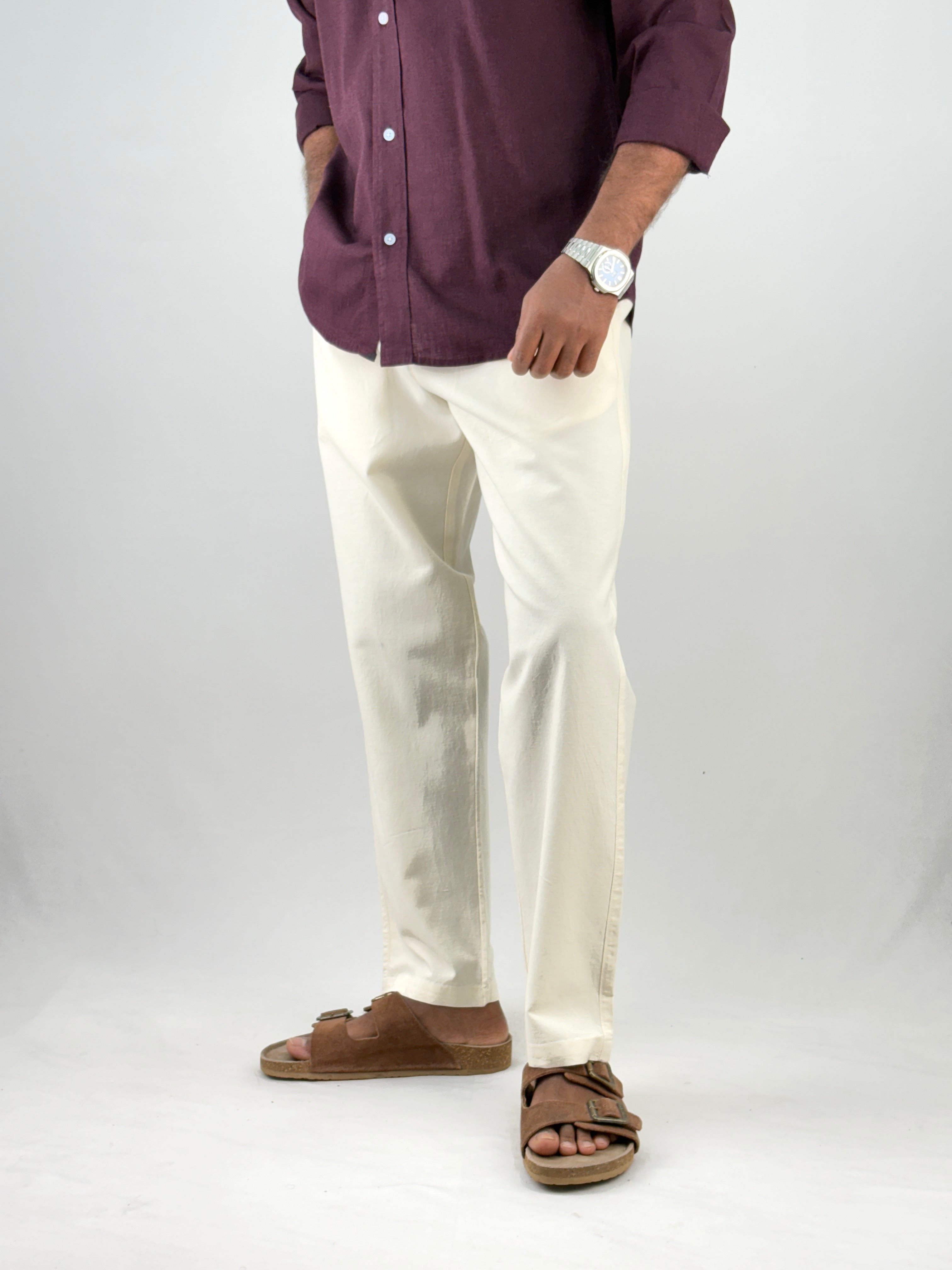 Cream Linen Pant