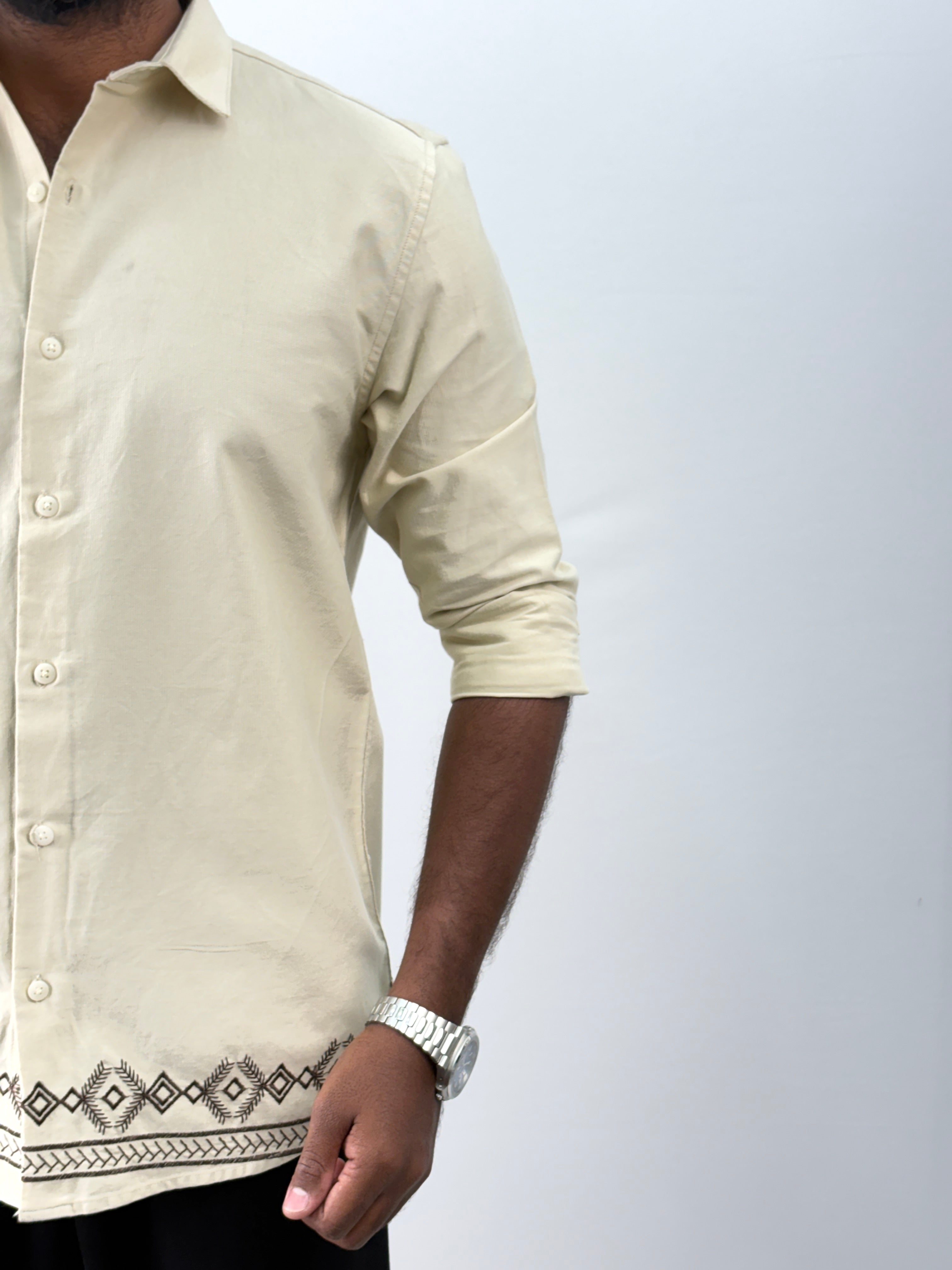 Cream Bottom Embroidery Shirt 1