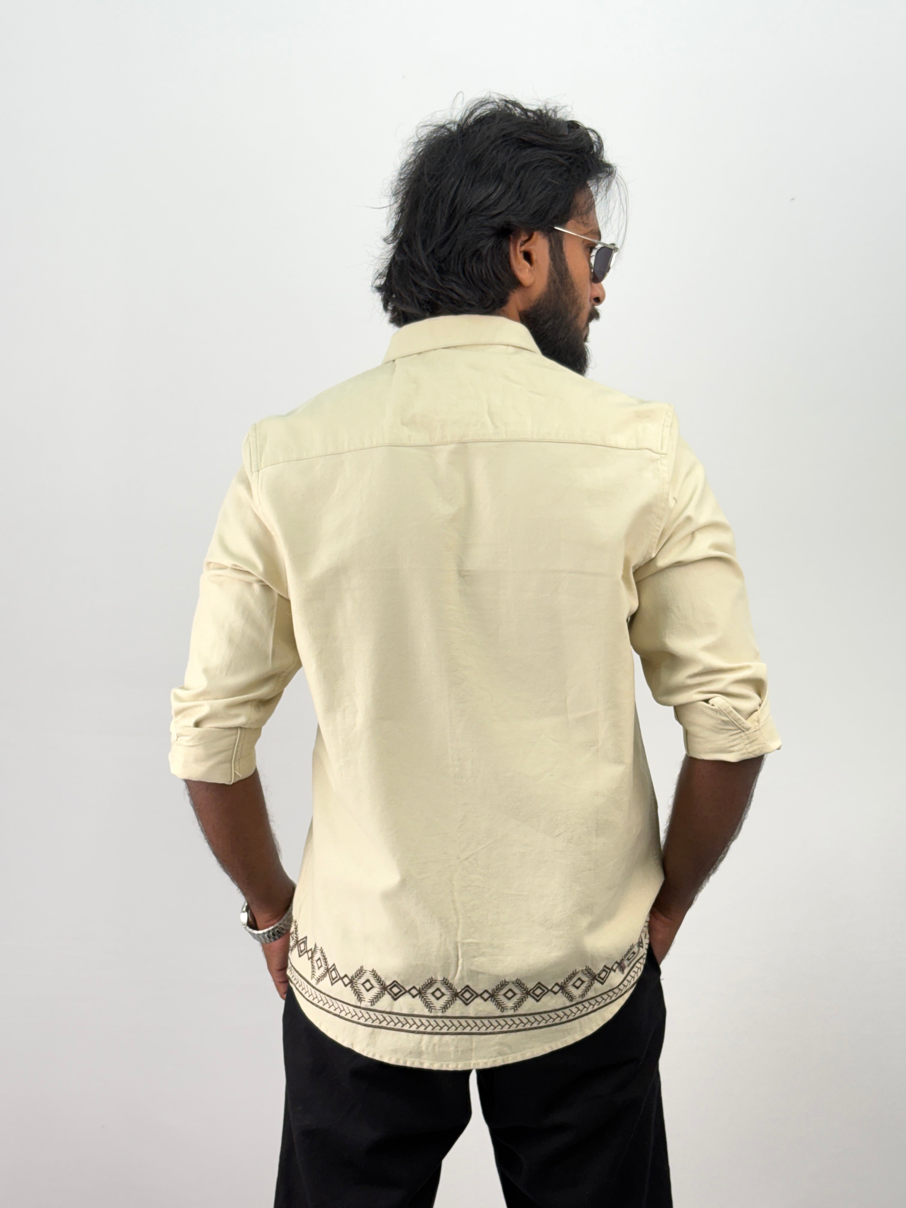 Cream Bottom Embroidery Shirt 1