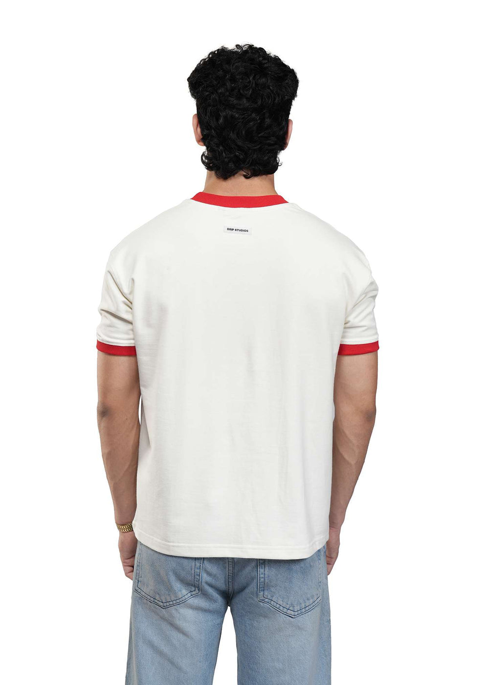 Cream Red Cropped Ringer T-shirt