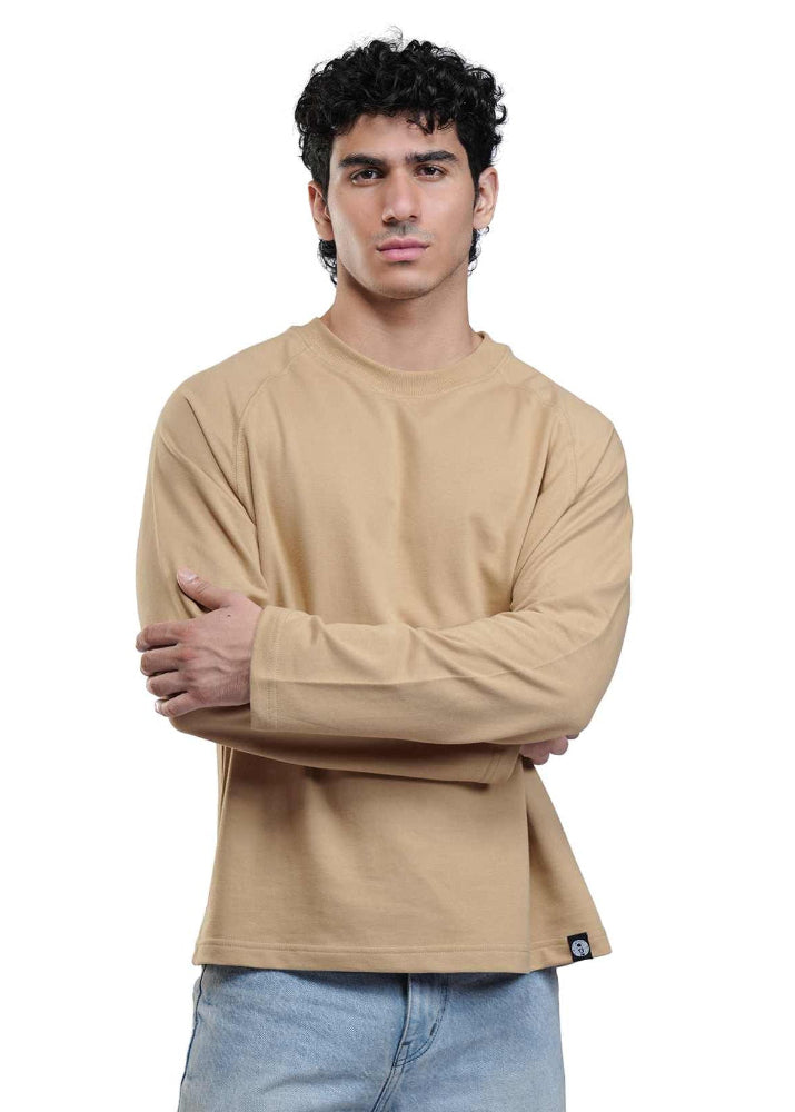 Beige Cropped Raglan Tee