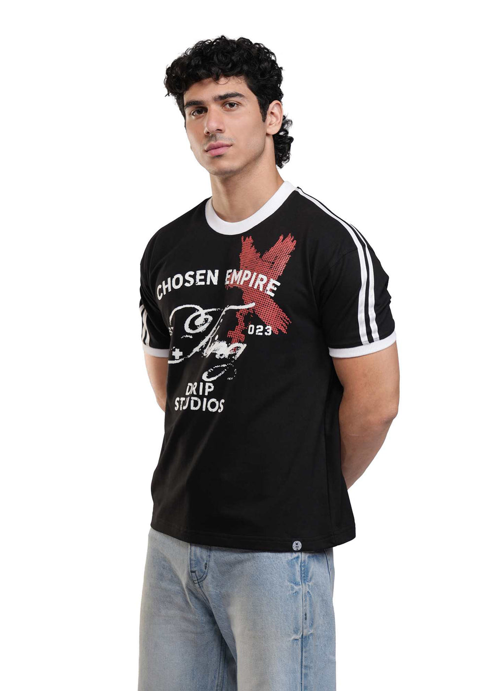 Black White Cropped Ringer T-shirt