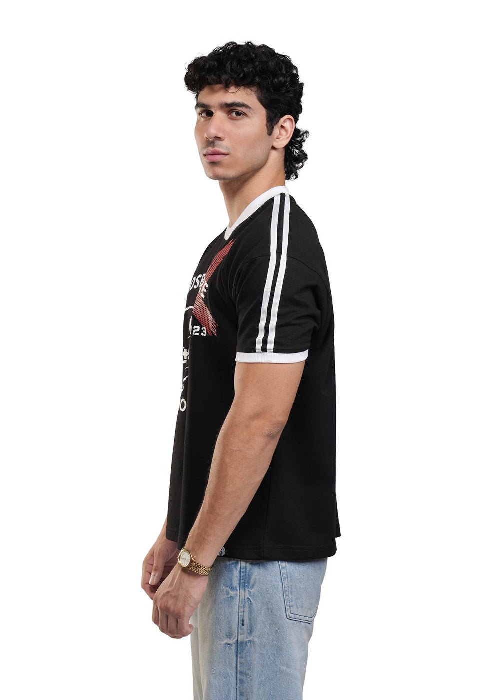 Black White Cropped Ringer T-shirt