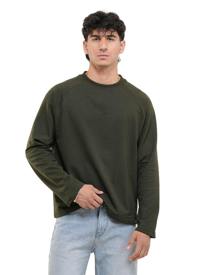 Dark Green Cropped Raglan Tee