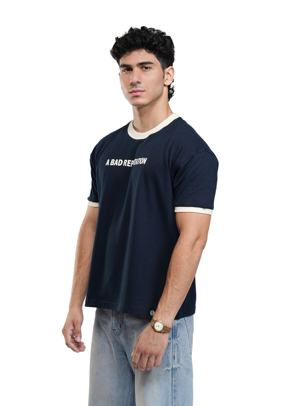 Navy Cropped Ringer T-shirt