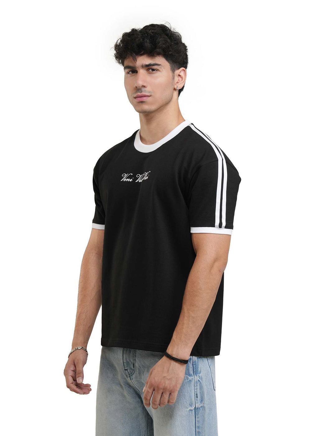 Black Cropped Ringer T-shirt