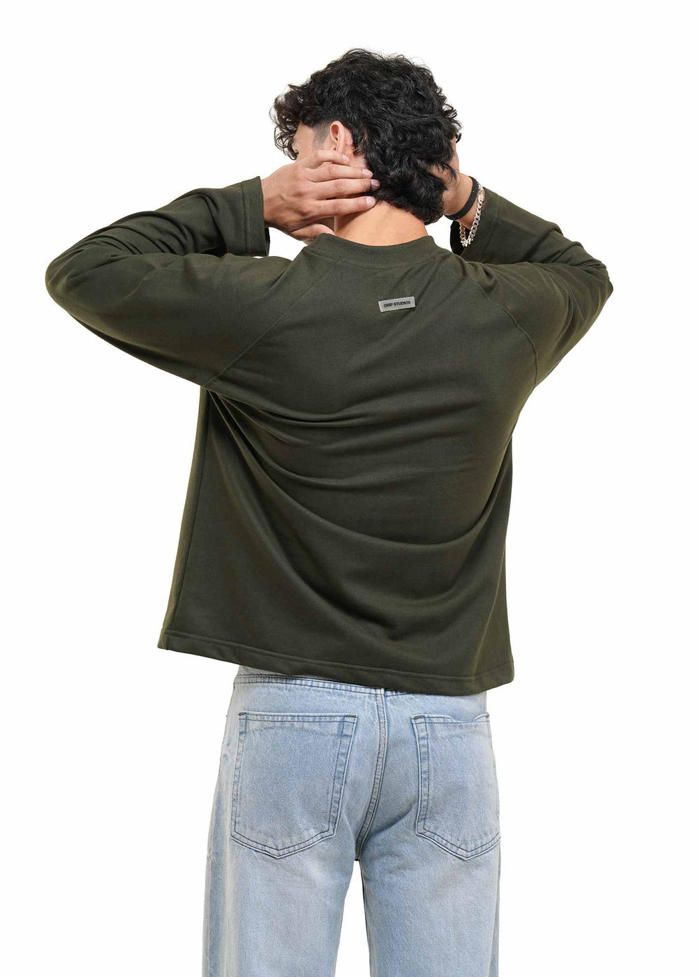 Dark Green Cropped Raglan Tee