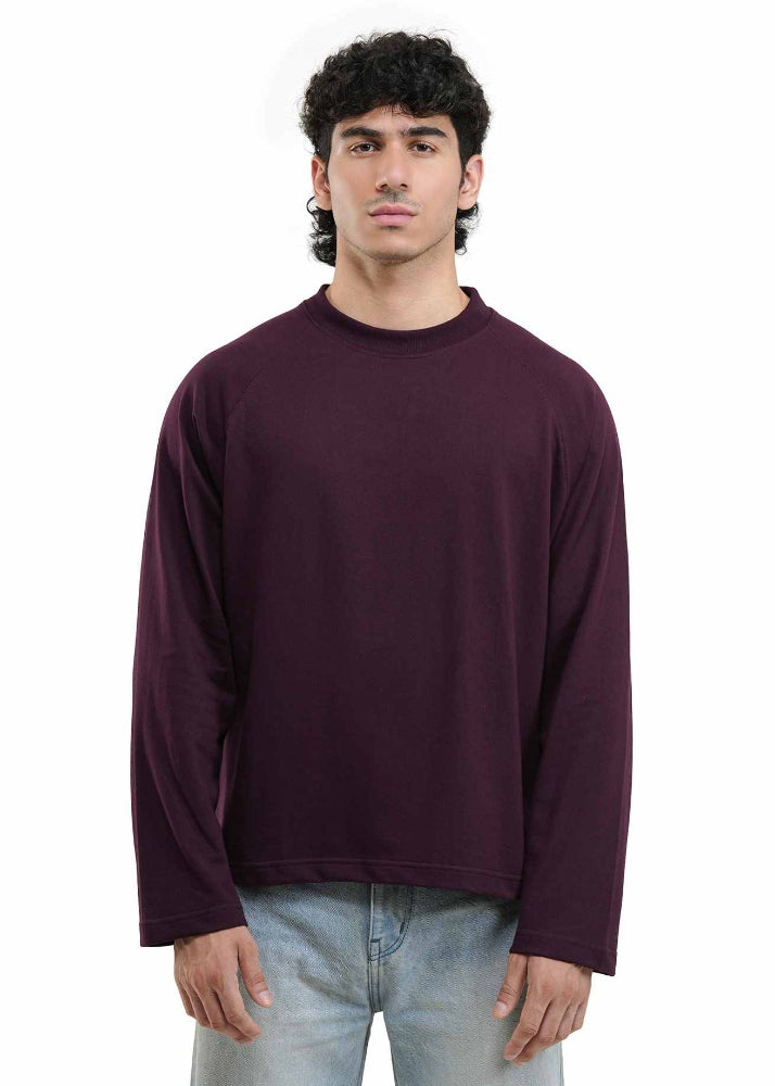 Deep Plum Cropped Raglan Tee