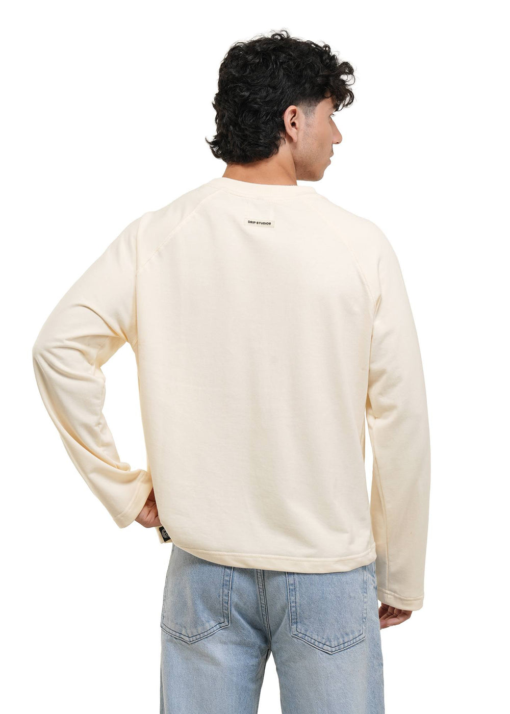 Cream Cropped Raglan Tee
