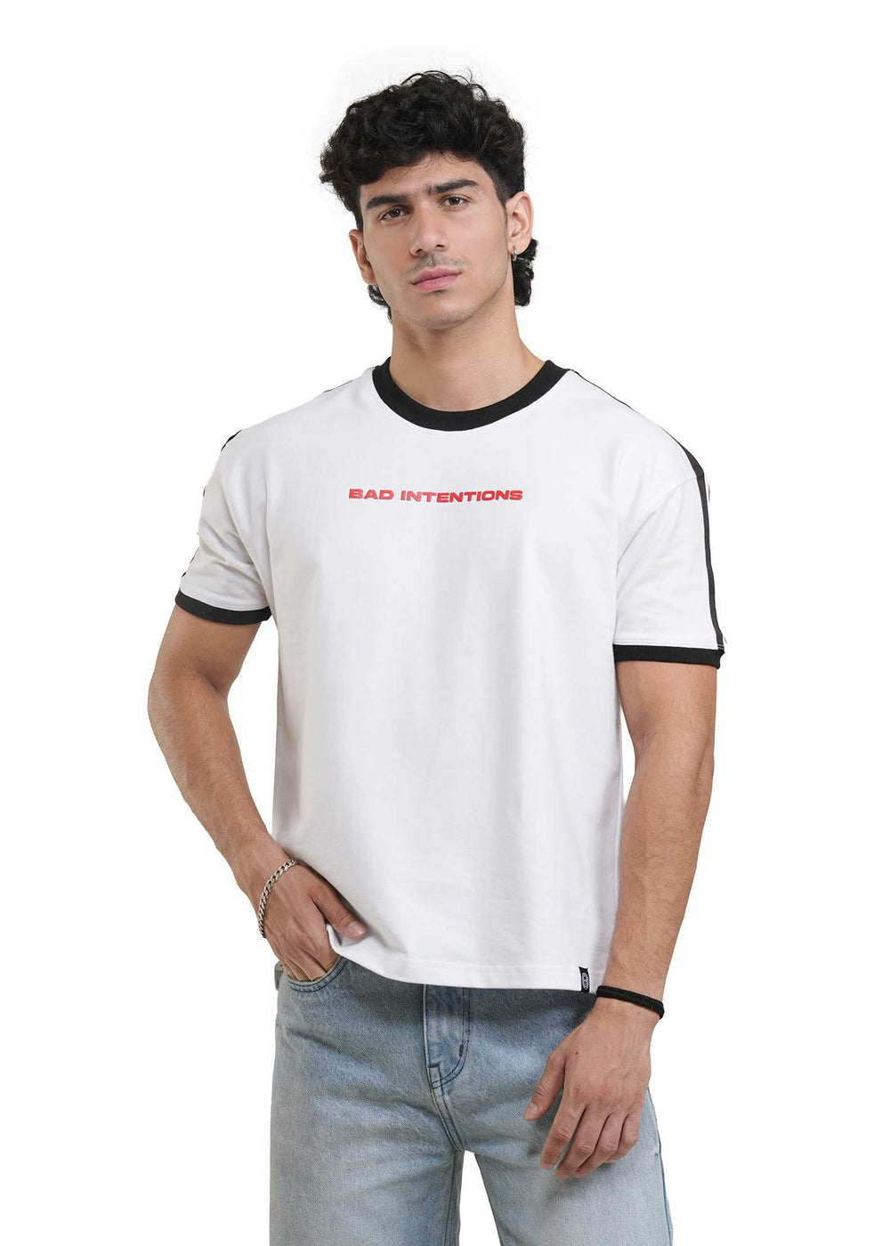 White Cropped Ringer T-shirt