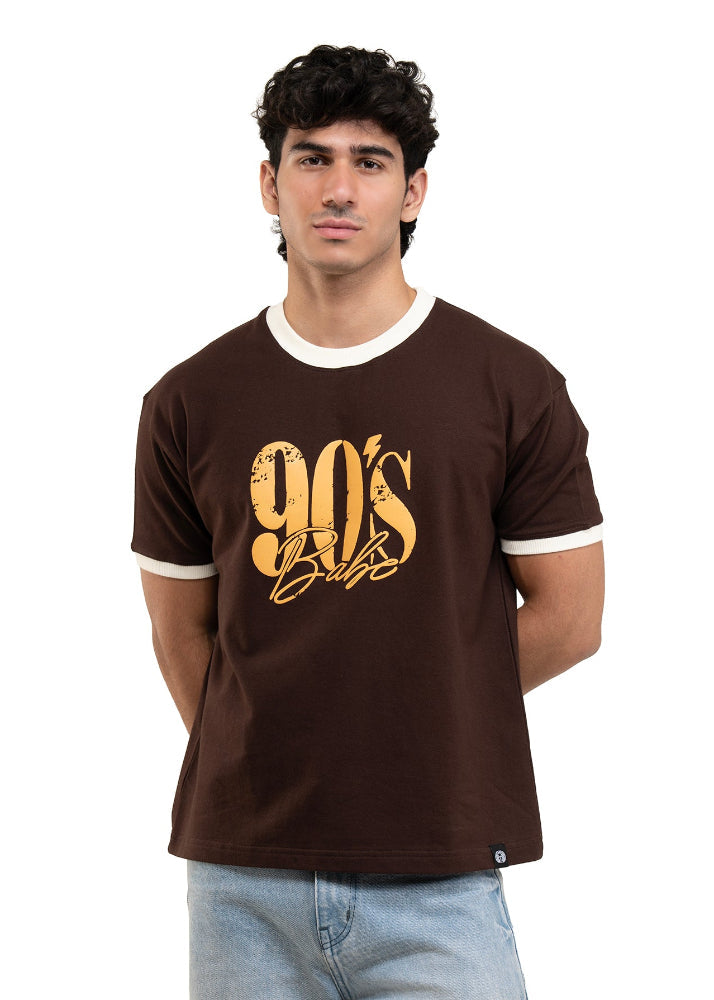 Brown Cropped Ringer T-shirt