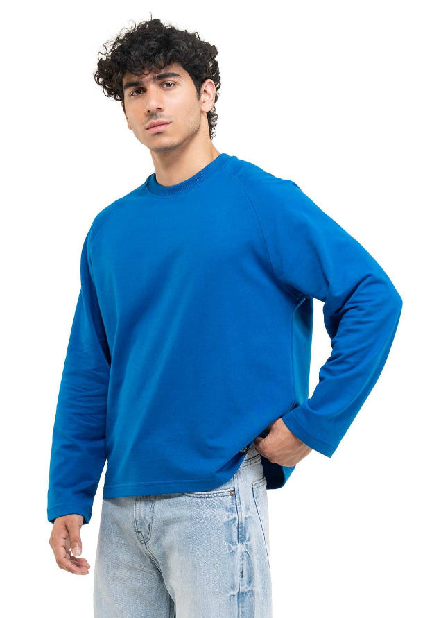 Royal Blue Cropped Raglan Tee