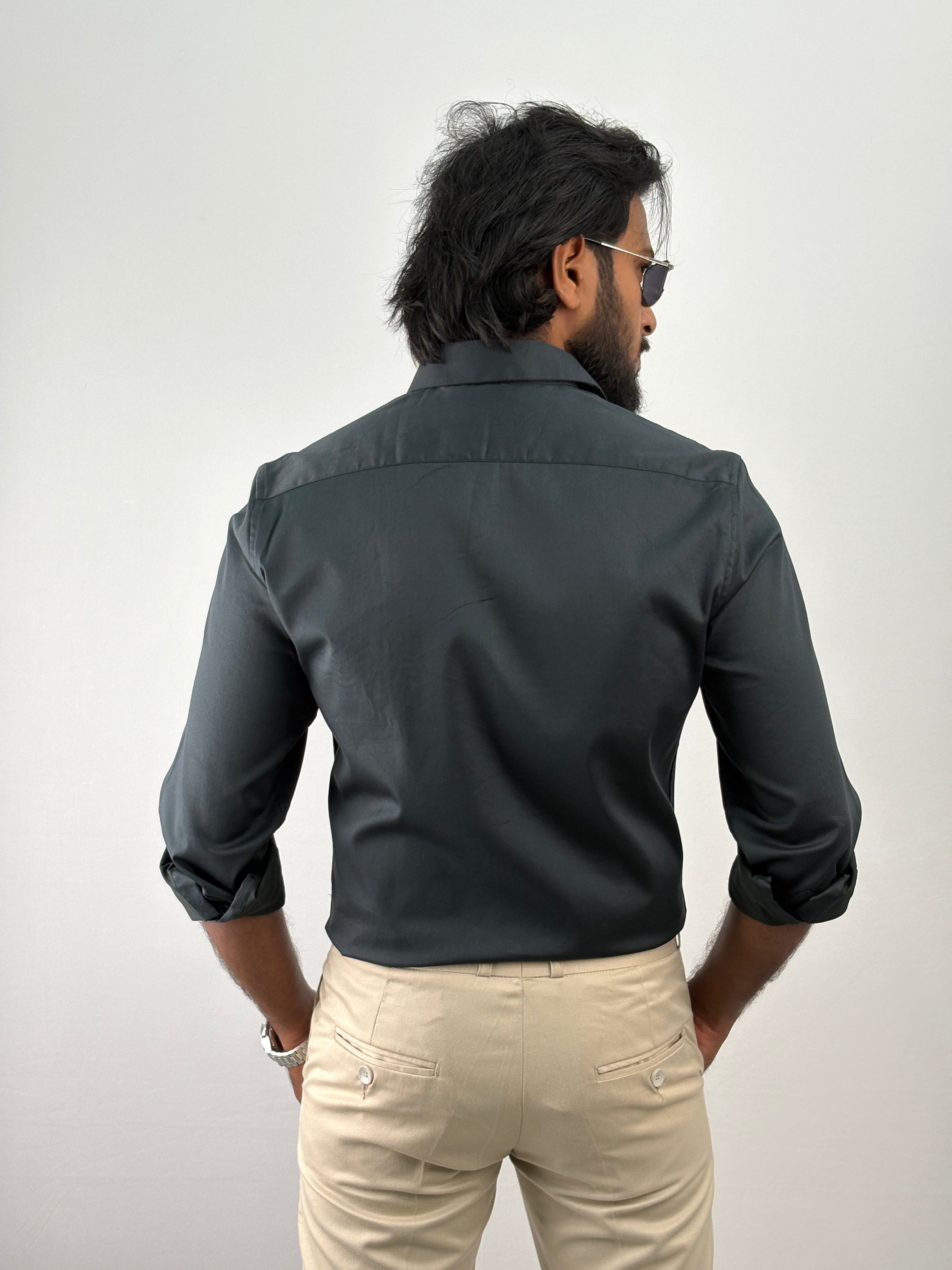 Dark Green Designer Embroidery Stone Work Shirt 1