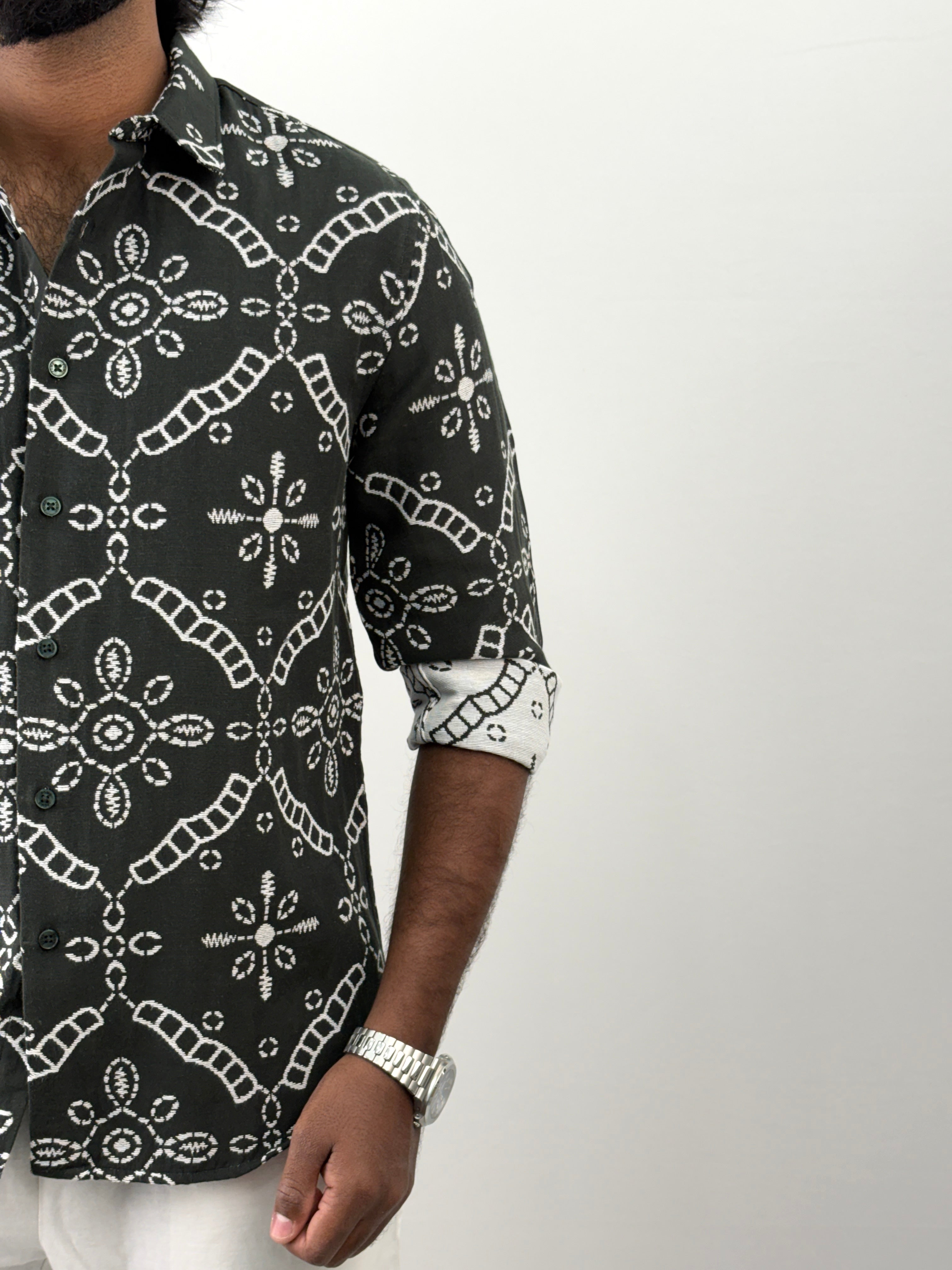 Dark Green Jacquard Shirt