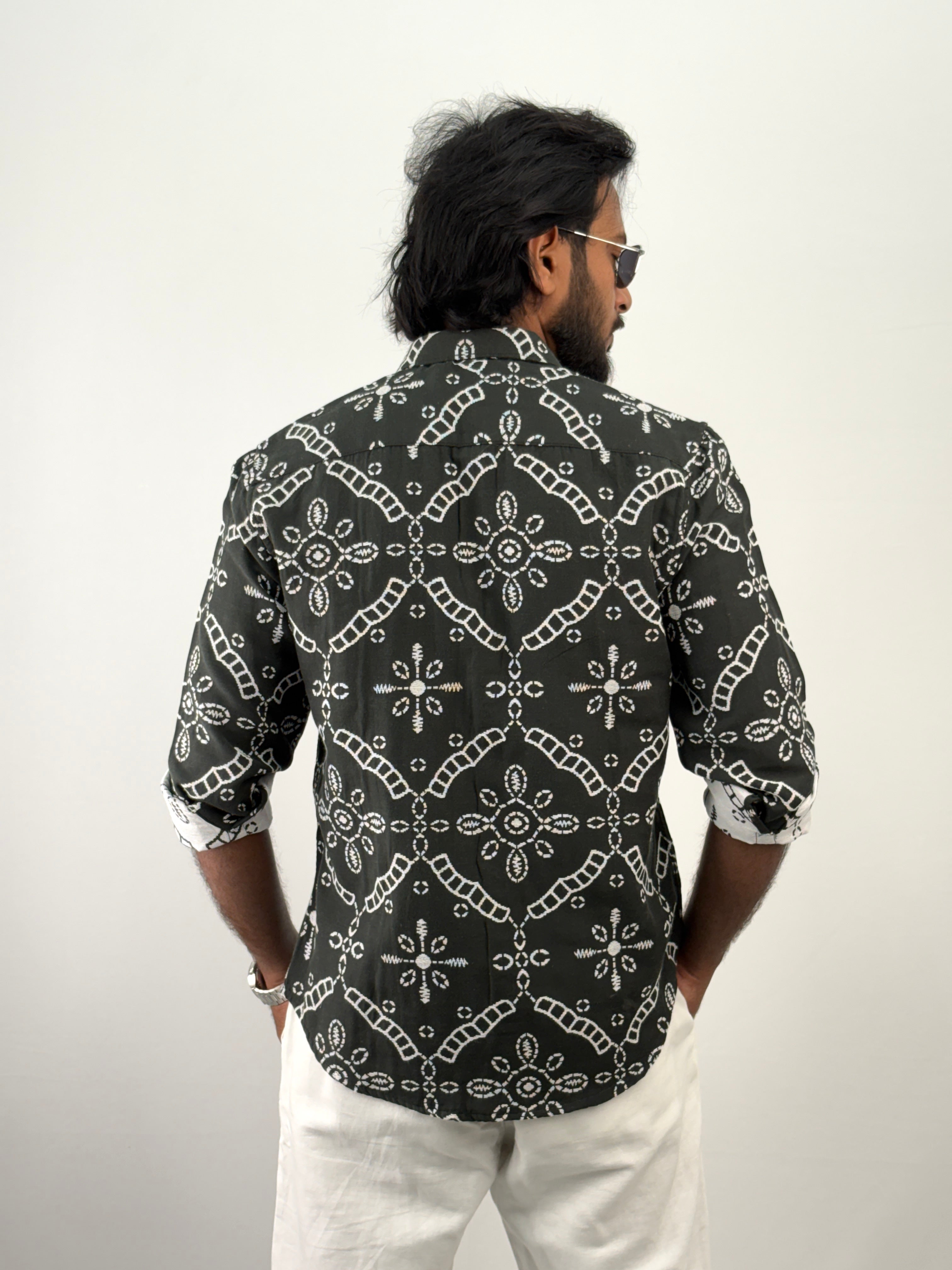 Dark Green Jacquard Shirt