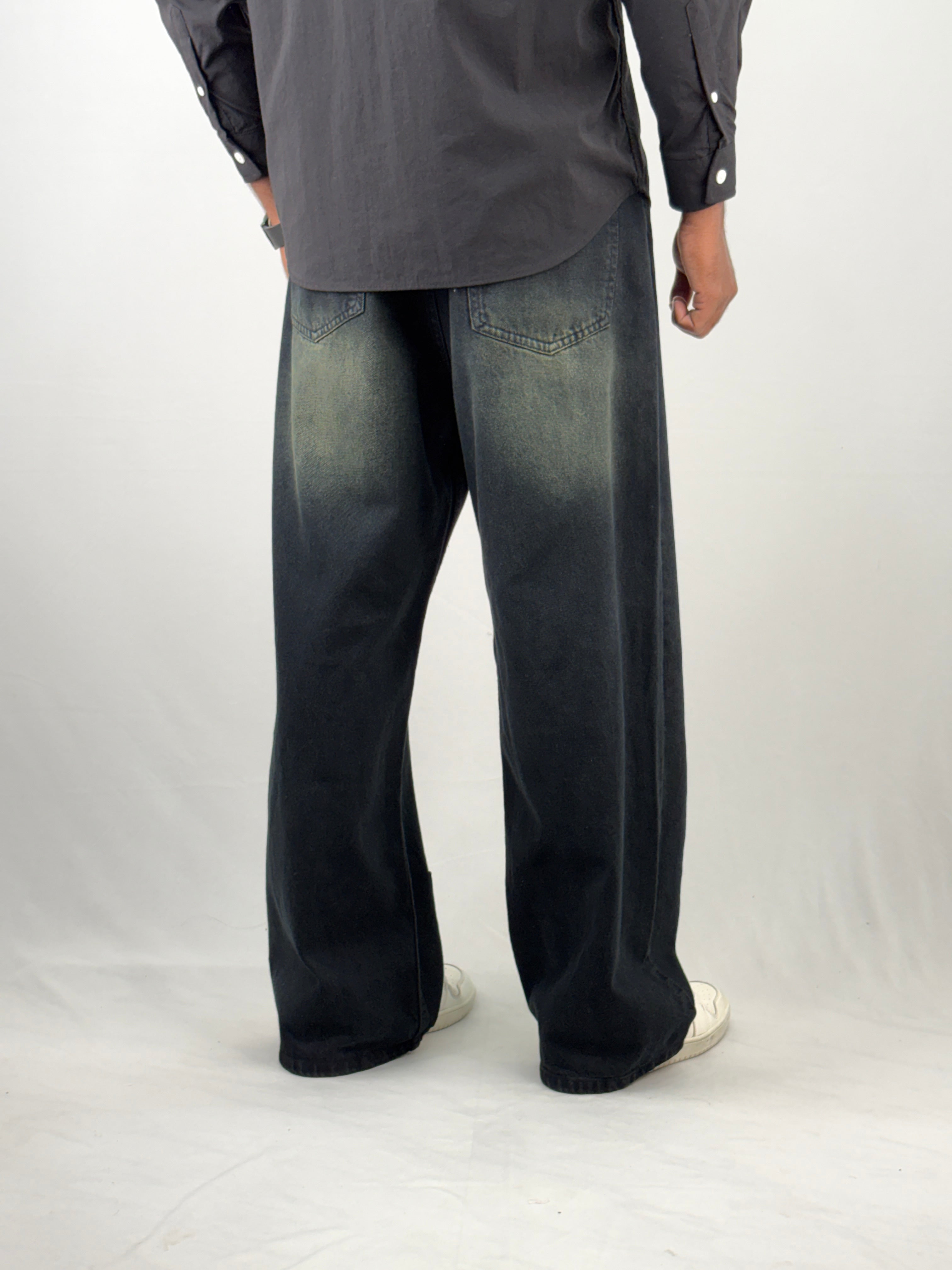 Denim Blue Pattern Baggy Jean